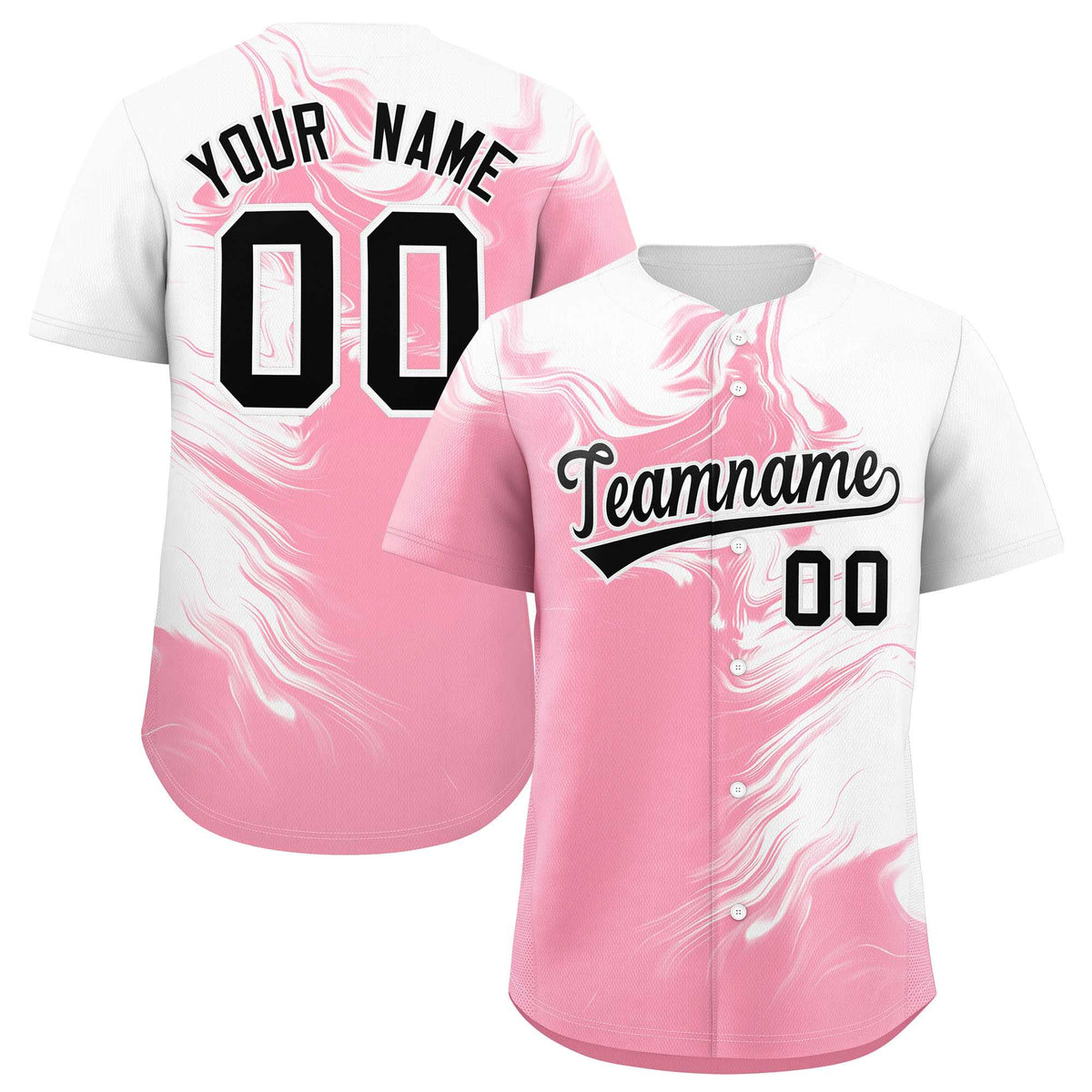 Custom White Light Pink Personalized Ink Pattern Authentic Baseball Jersey