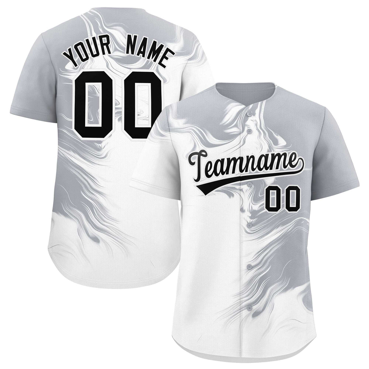 Custom Gray White Personalized Ink Pattern Authentic Baseball Jersey