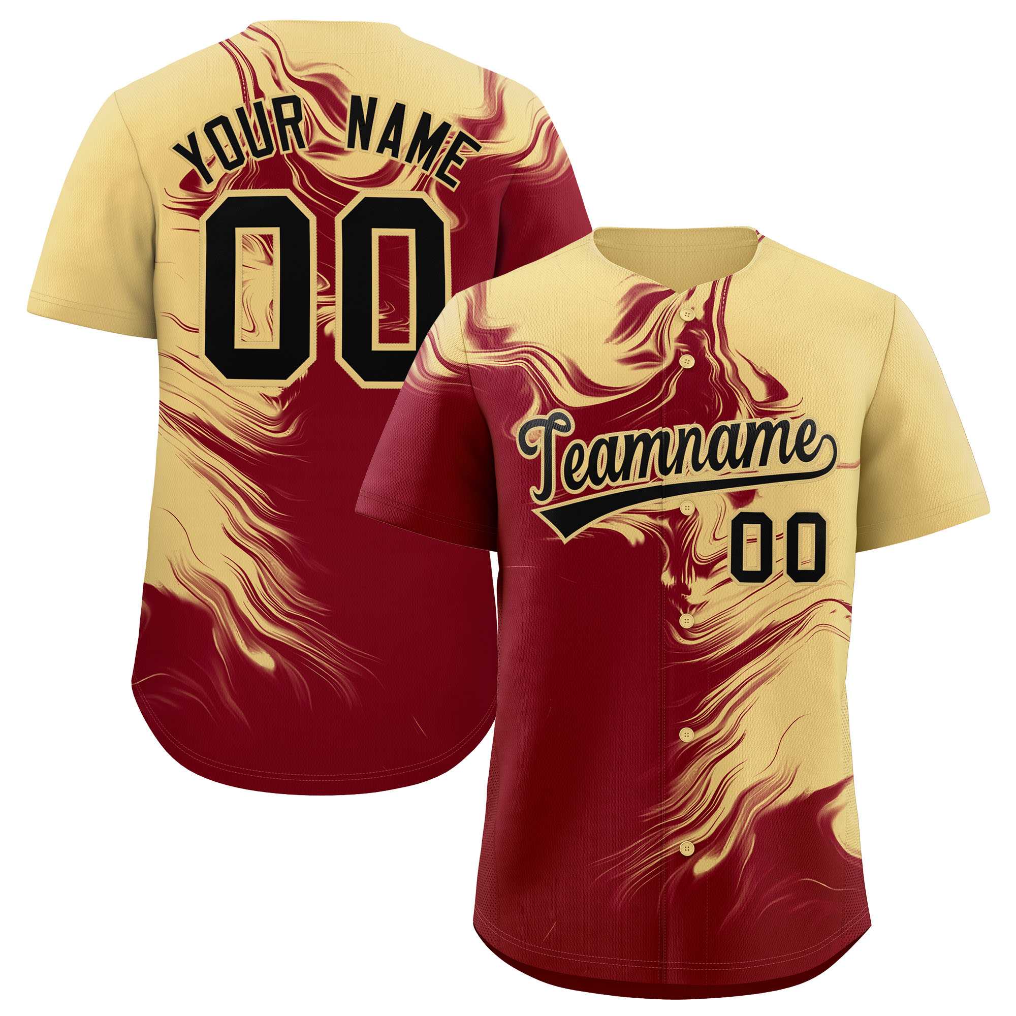 Custom Khaki Crimson Personalized Ink Pattern Authentic Baseball Jersey