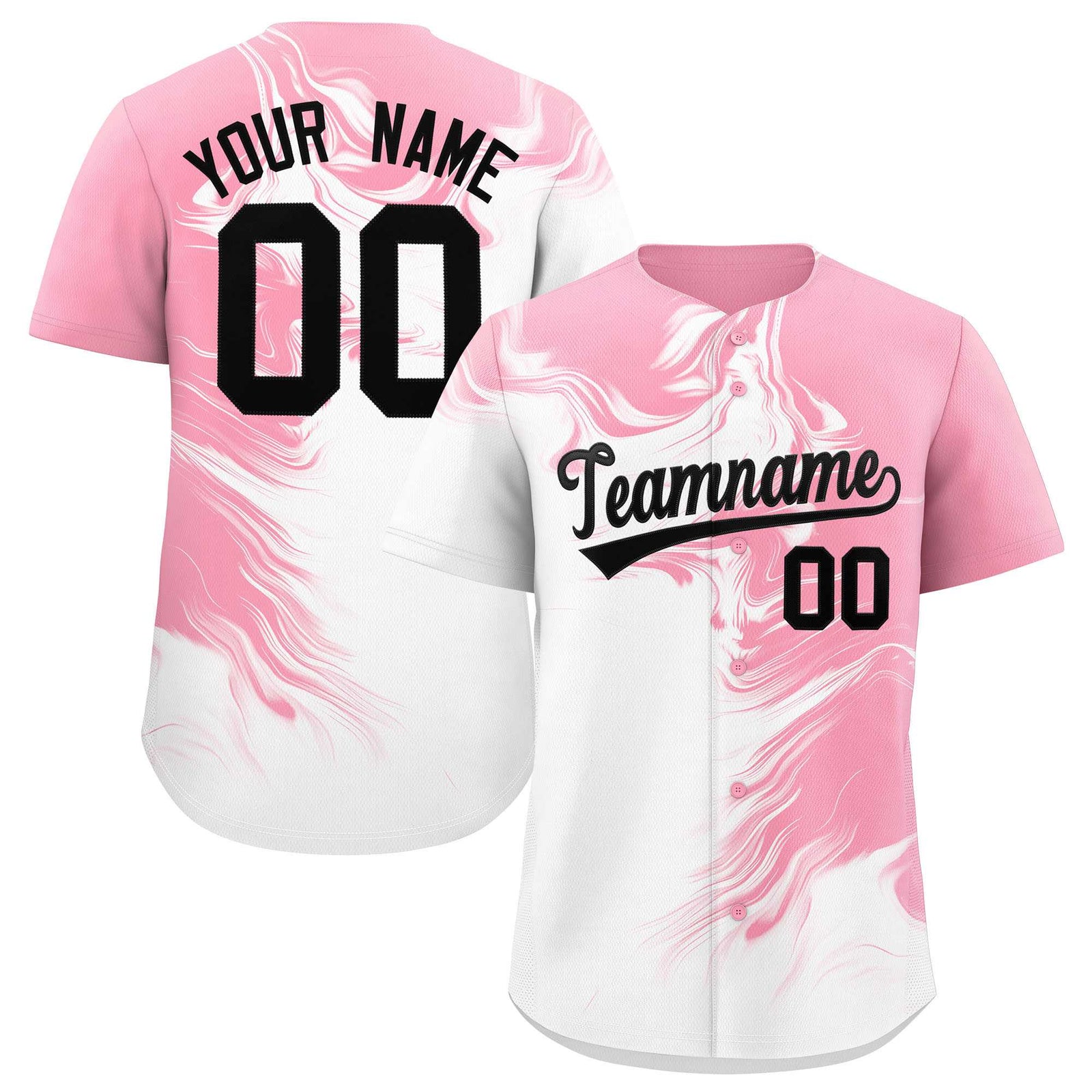 Custom Light Pink White Personalized Ink Pattern Authentic Baseball Jersey