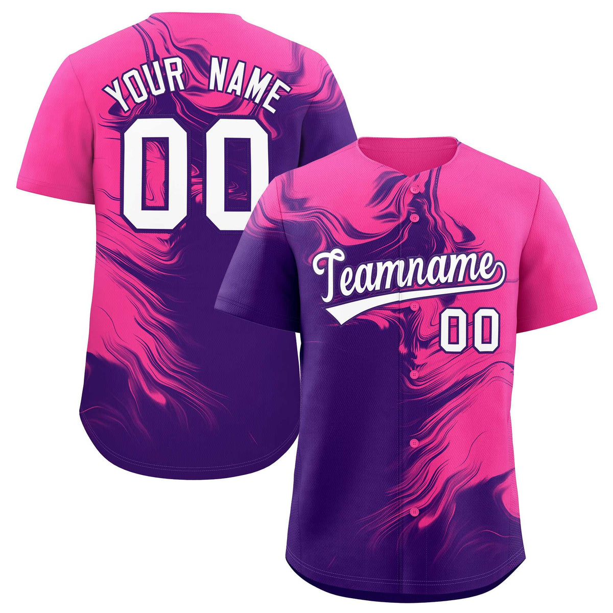 Custom Pink Purple Personalized Ink Pattern Authentic Baseball Jersey