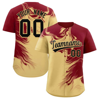 Custom Crimson Khaki Personalized Ink Pattern Authentic Baseball Jersey - Style 1