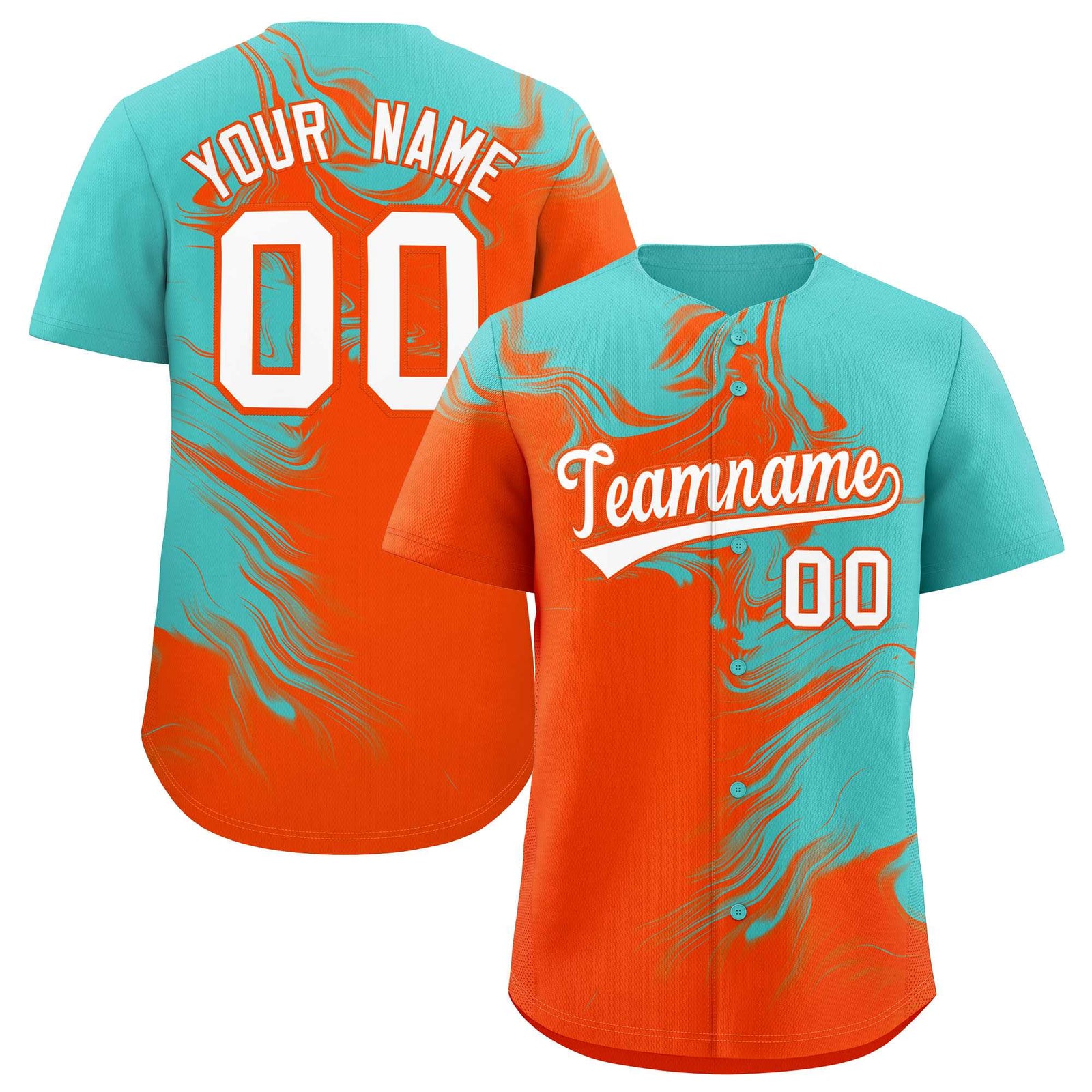 Custom Bright Green Orange Personalized Ink Pattern Authentic Baseball Jersey