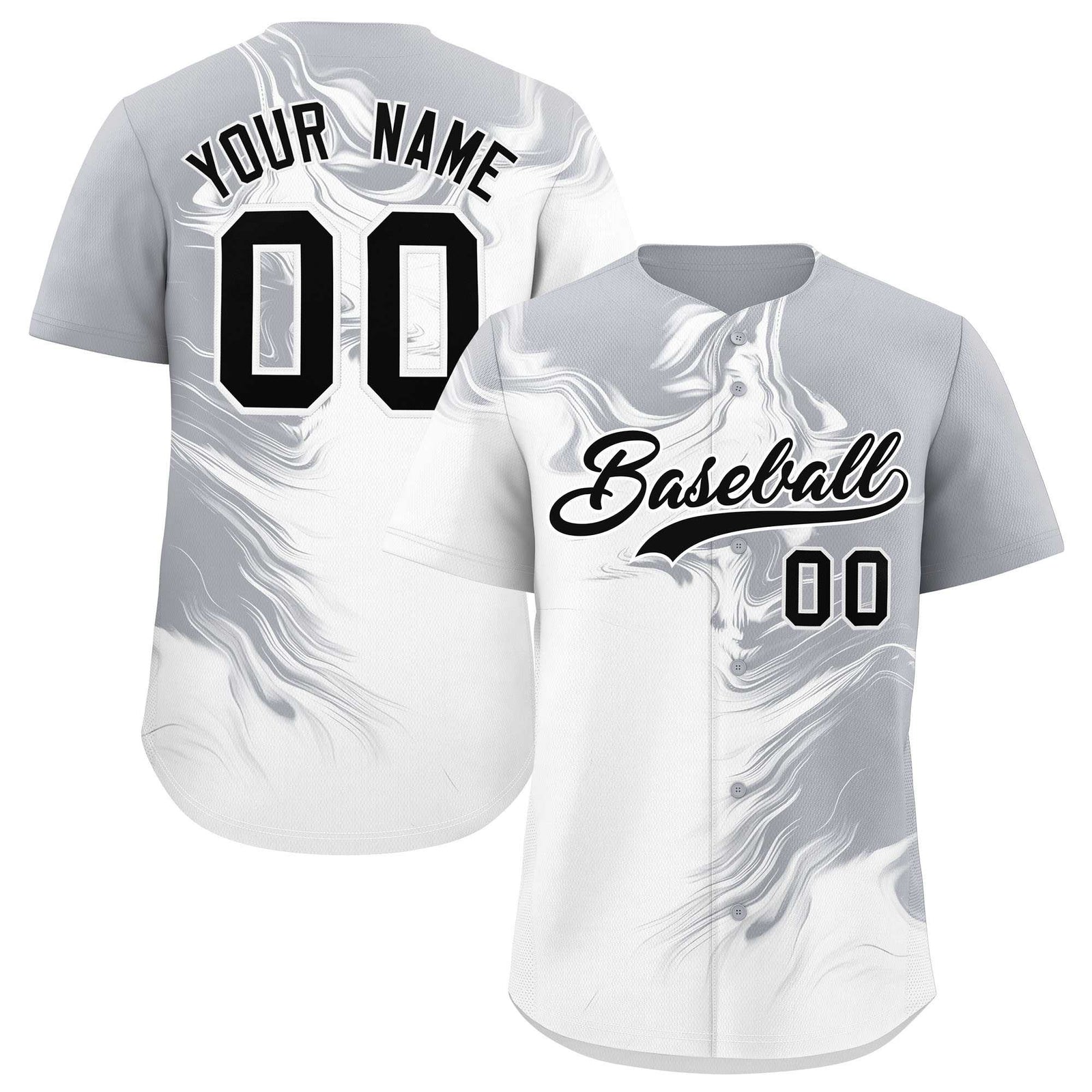 Custom Gray White Personalized Ink Pattern Authentic Baseball Jersey