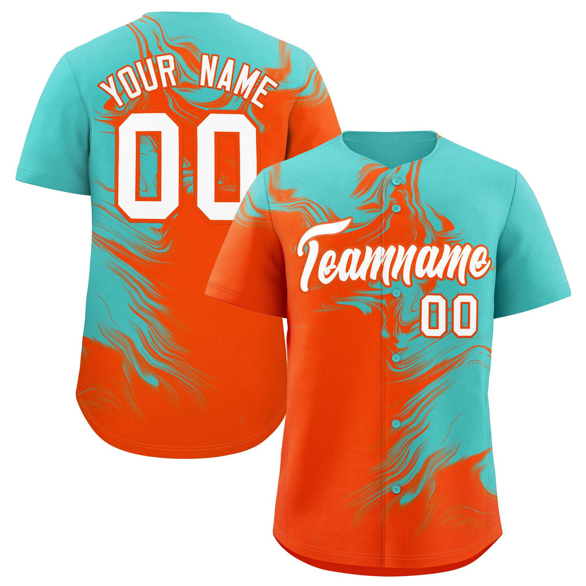 Custom Bright Green Orange Personalized Ink Pattern Authentic Baseball Jersey