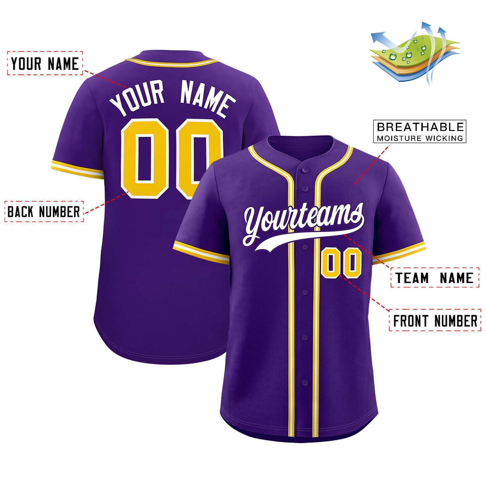 Custom Purple Classic Style Authentic Baseball Jersey