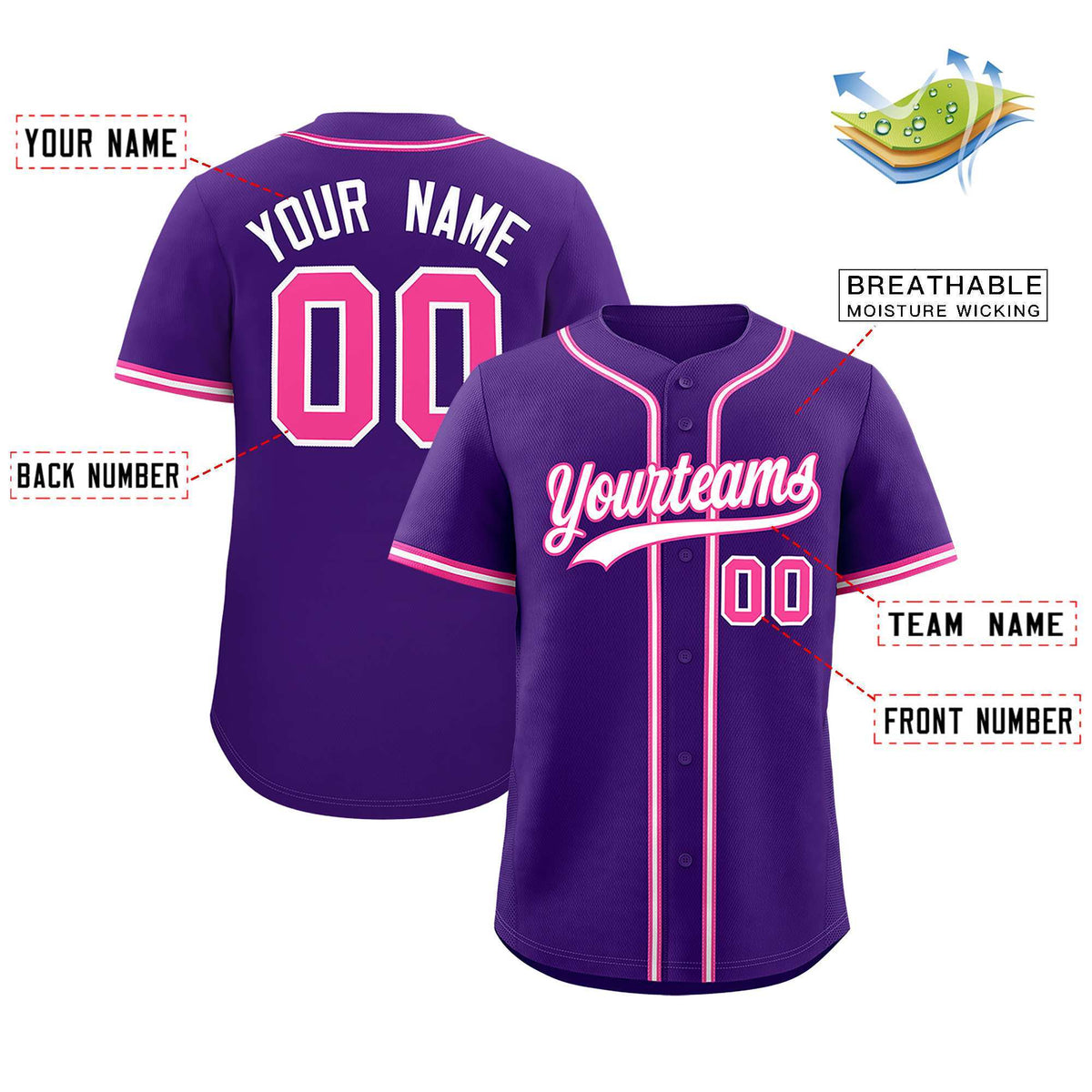Custom Purple Classic Style Authentic Baseball Jersey