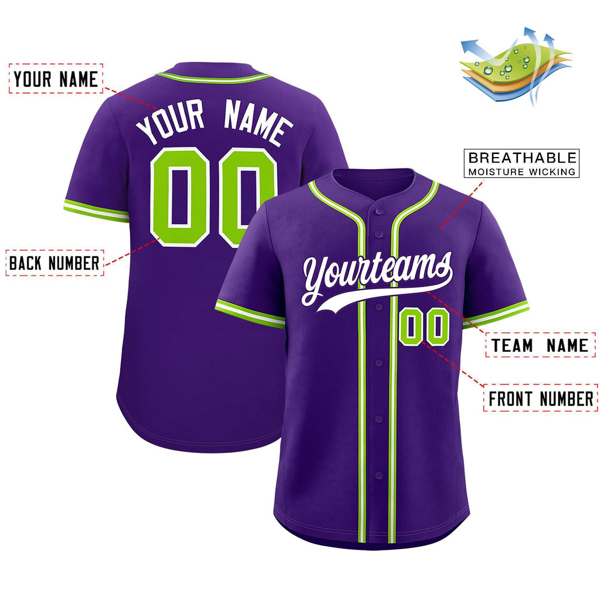 Custom Purple Classic Style Authentic Baseball Jersey