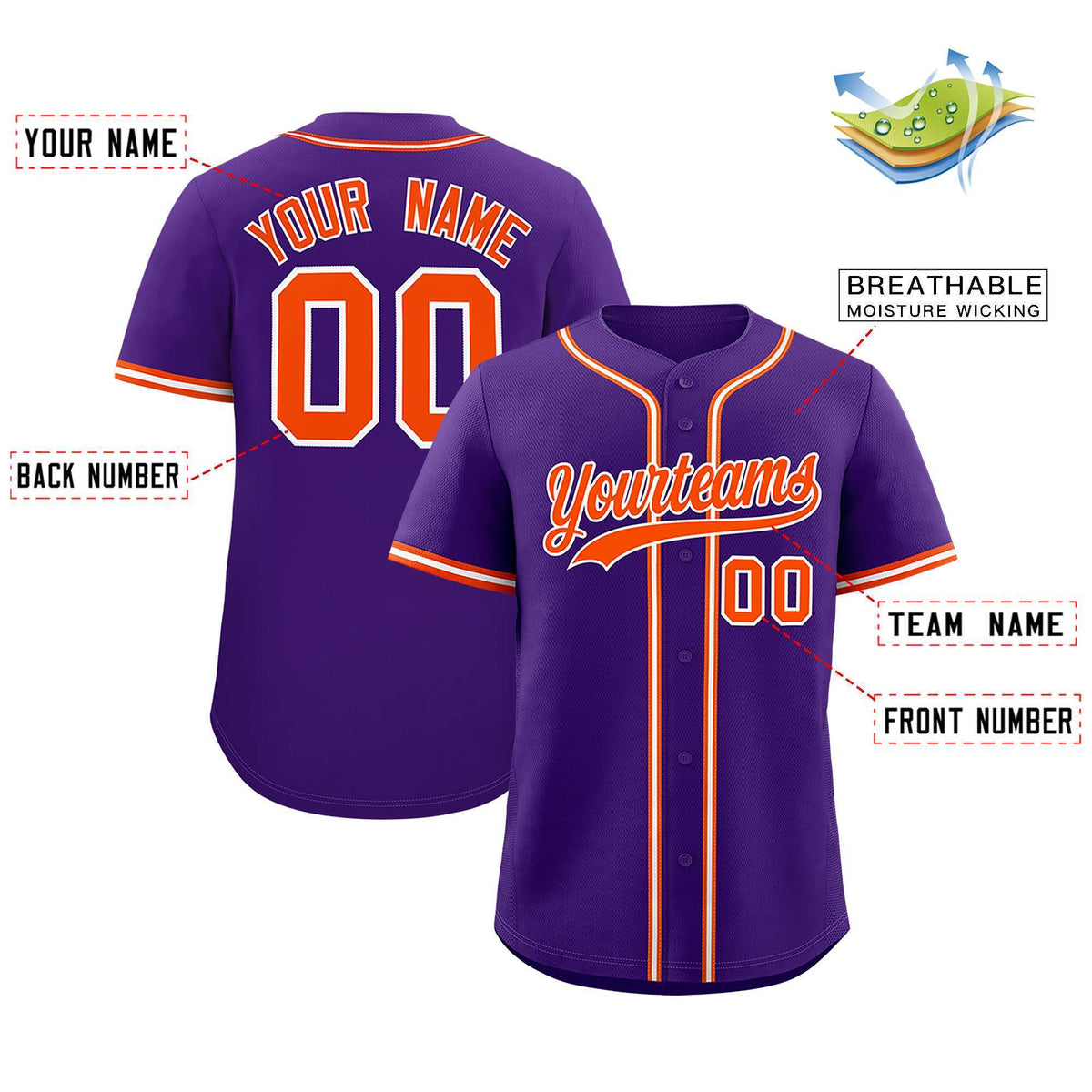 Custom Purple Classic Style Authentic Baseball Jersey