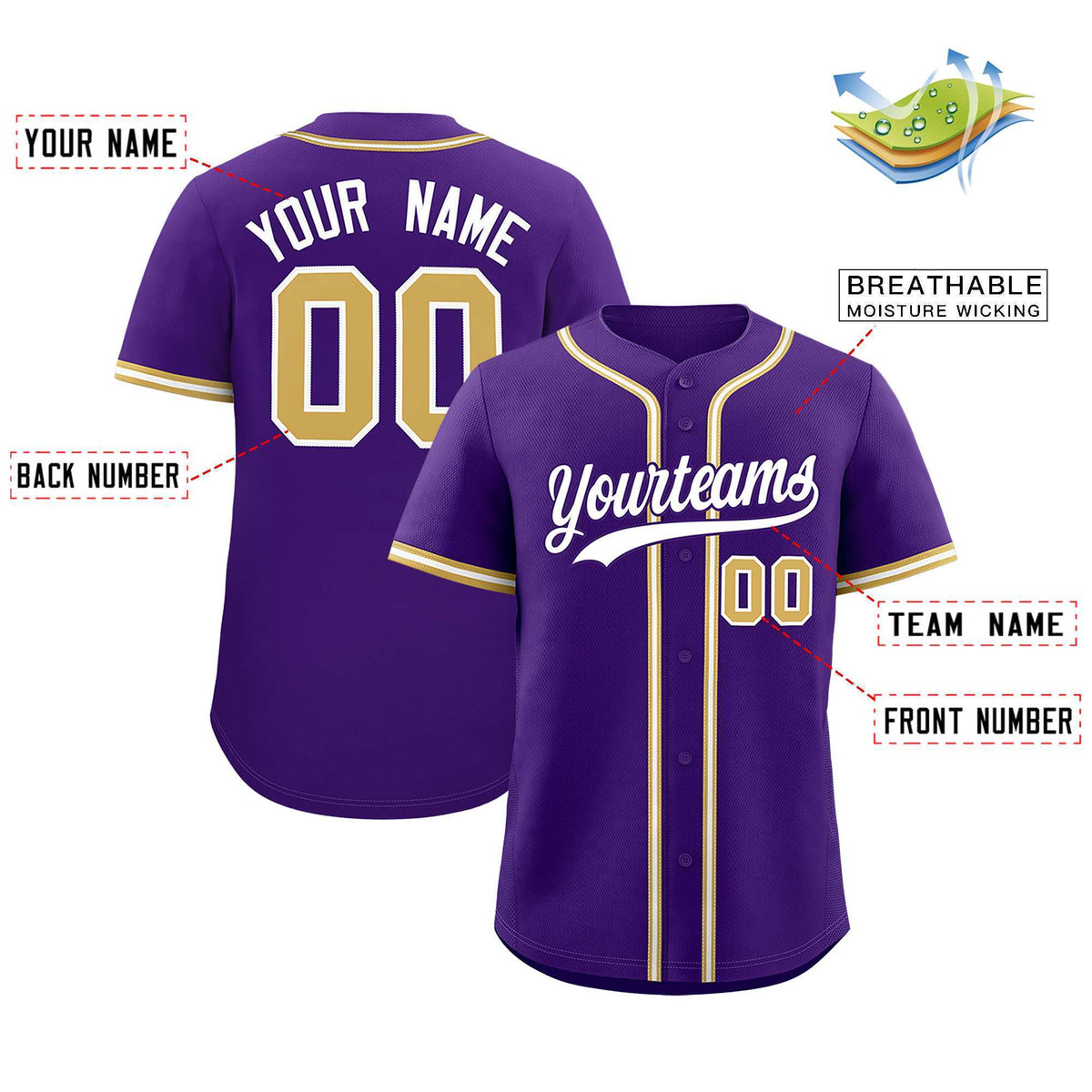 Custom Purple Classic Style Authentic Baseball Jersey