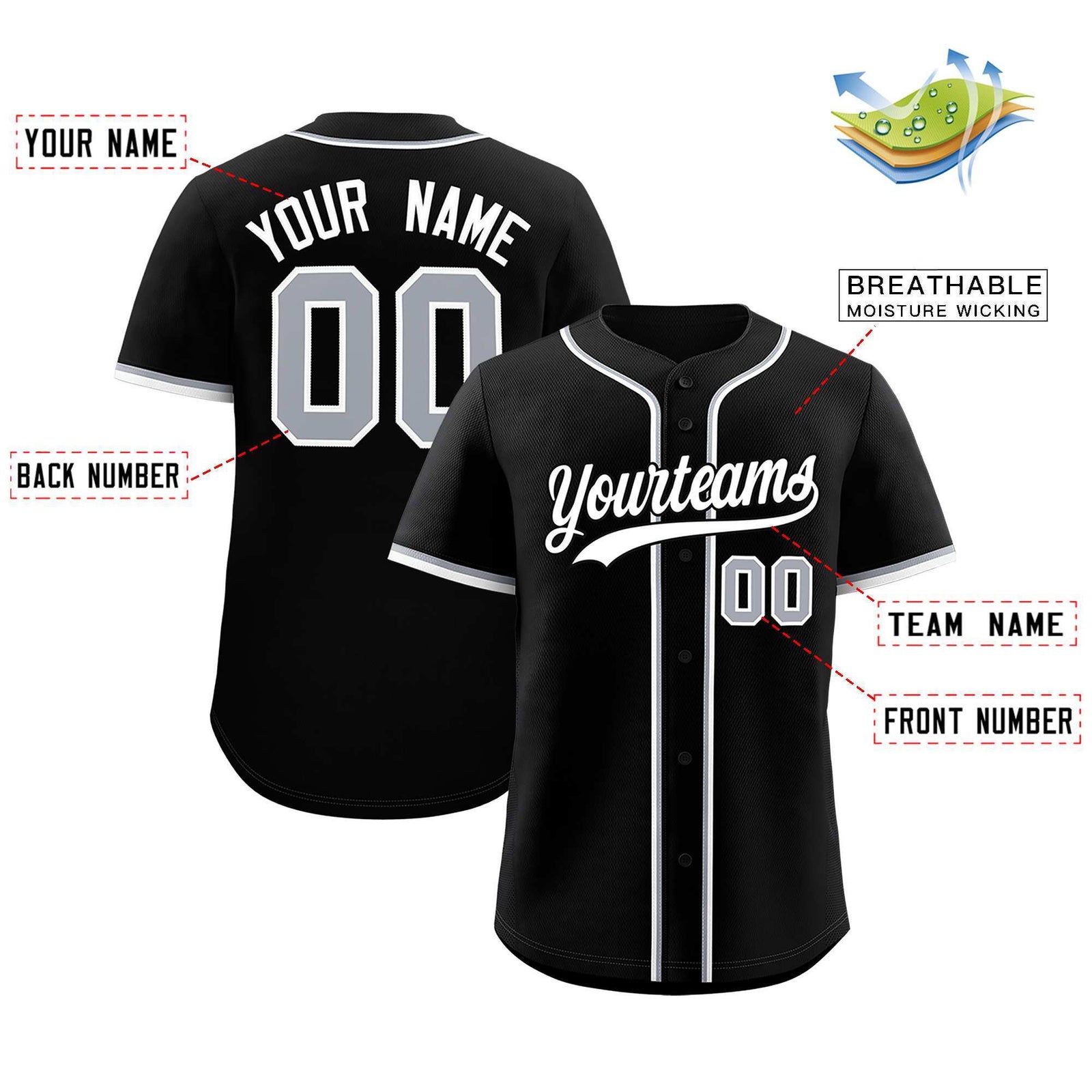Custom Black Classic Style Authentic Baseball Jersey