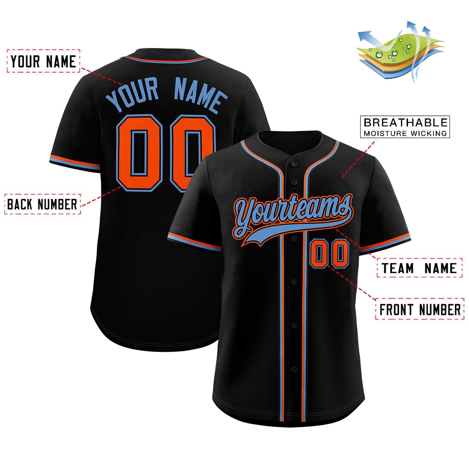 Custom Black Classic Style Authentic Baseball Jersey