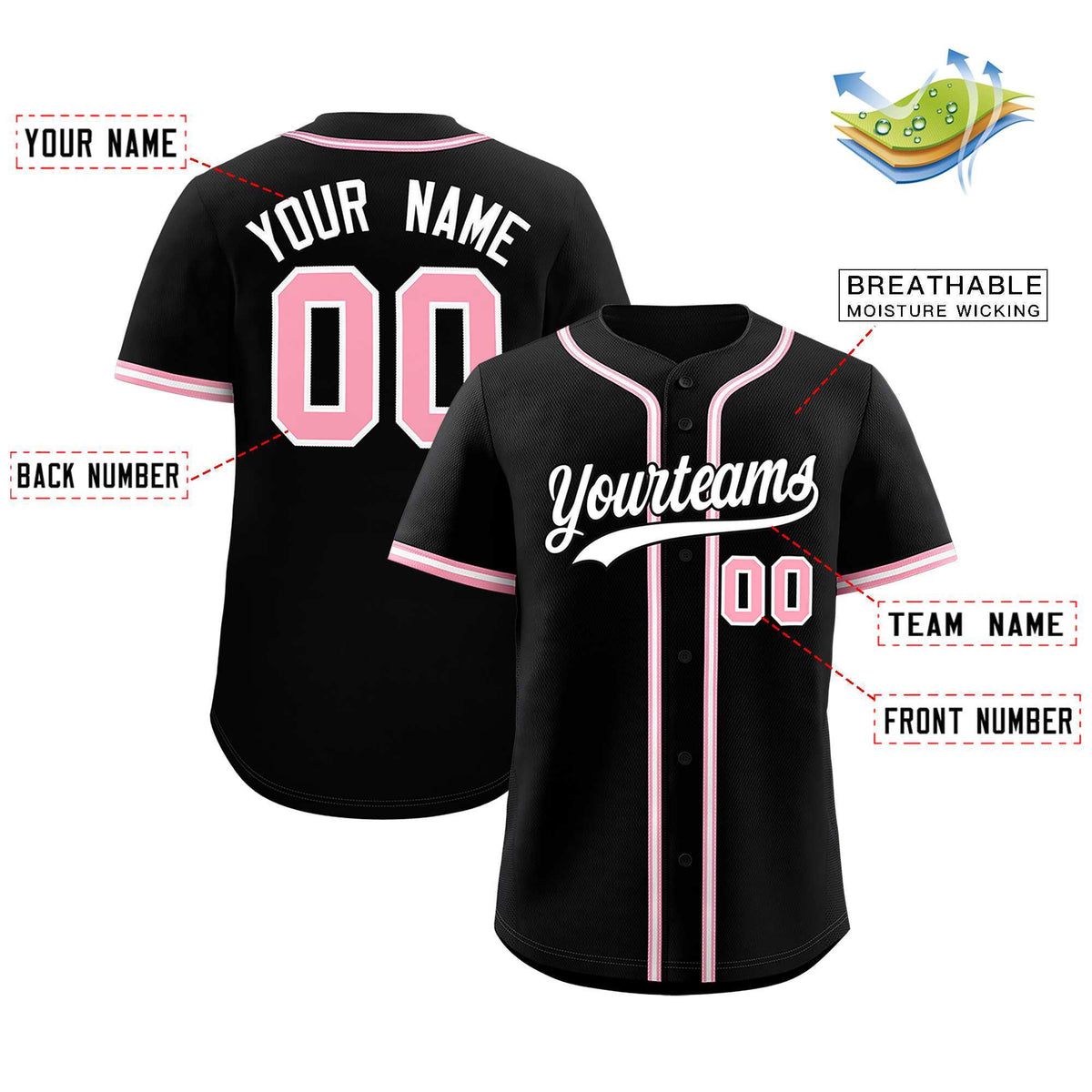 Custom Black Classic Style Authentic Baseball Jersey