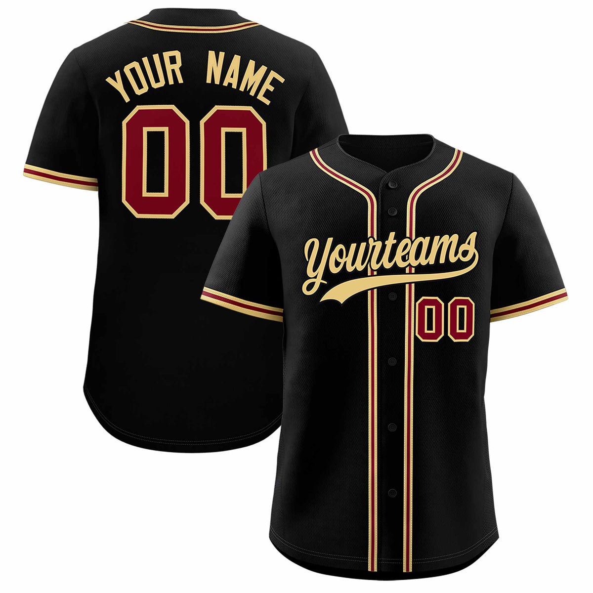Custom Black Classic Style Authentic Baseball Jersey