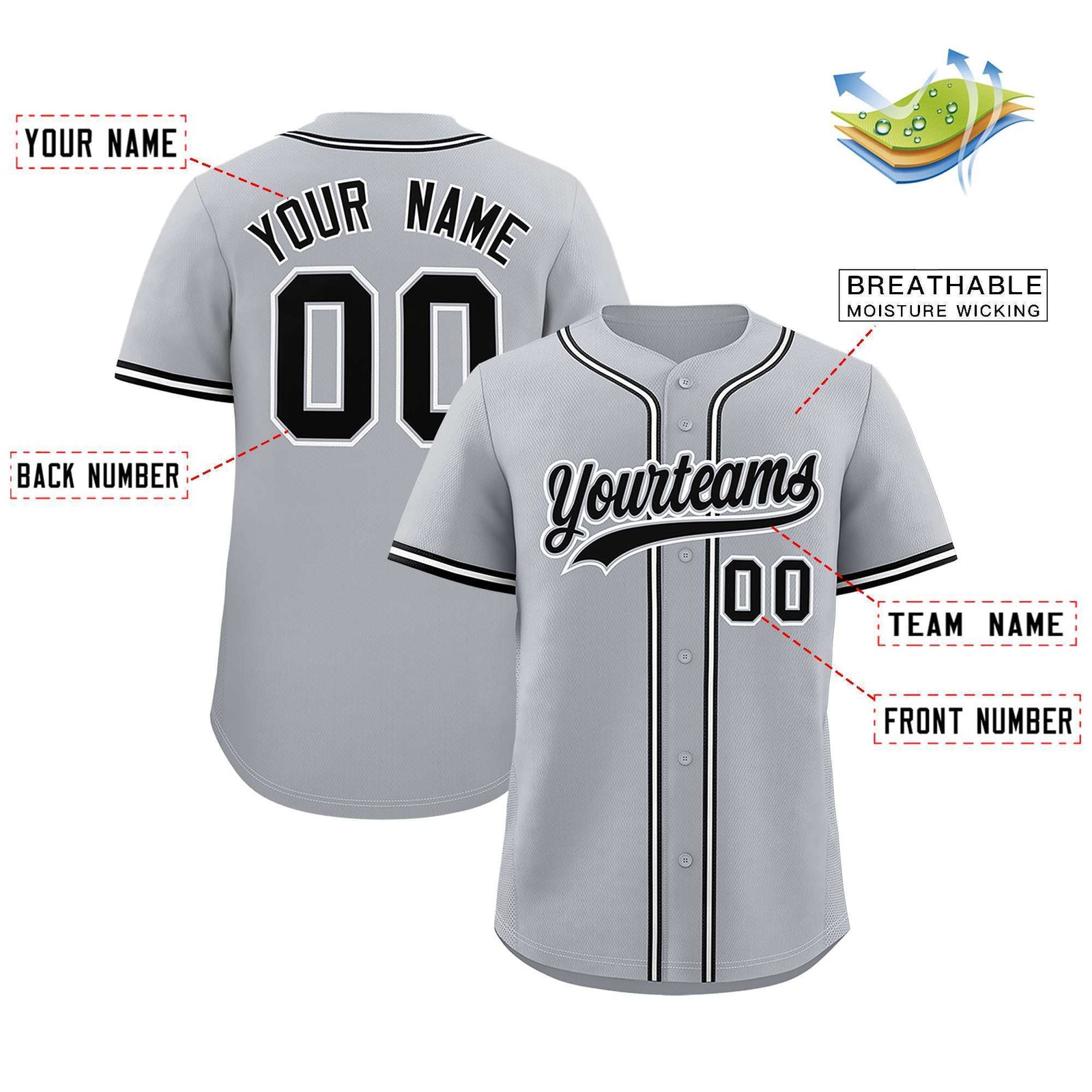 Custom Gray Classic Style Authentic Baseball Jersey