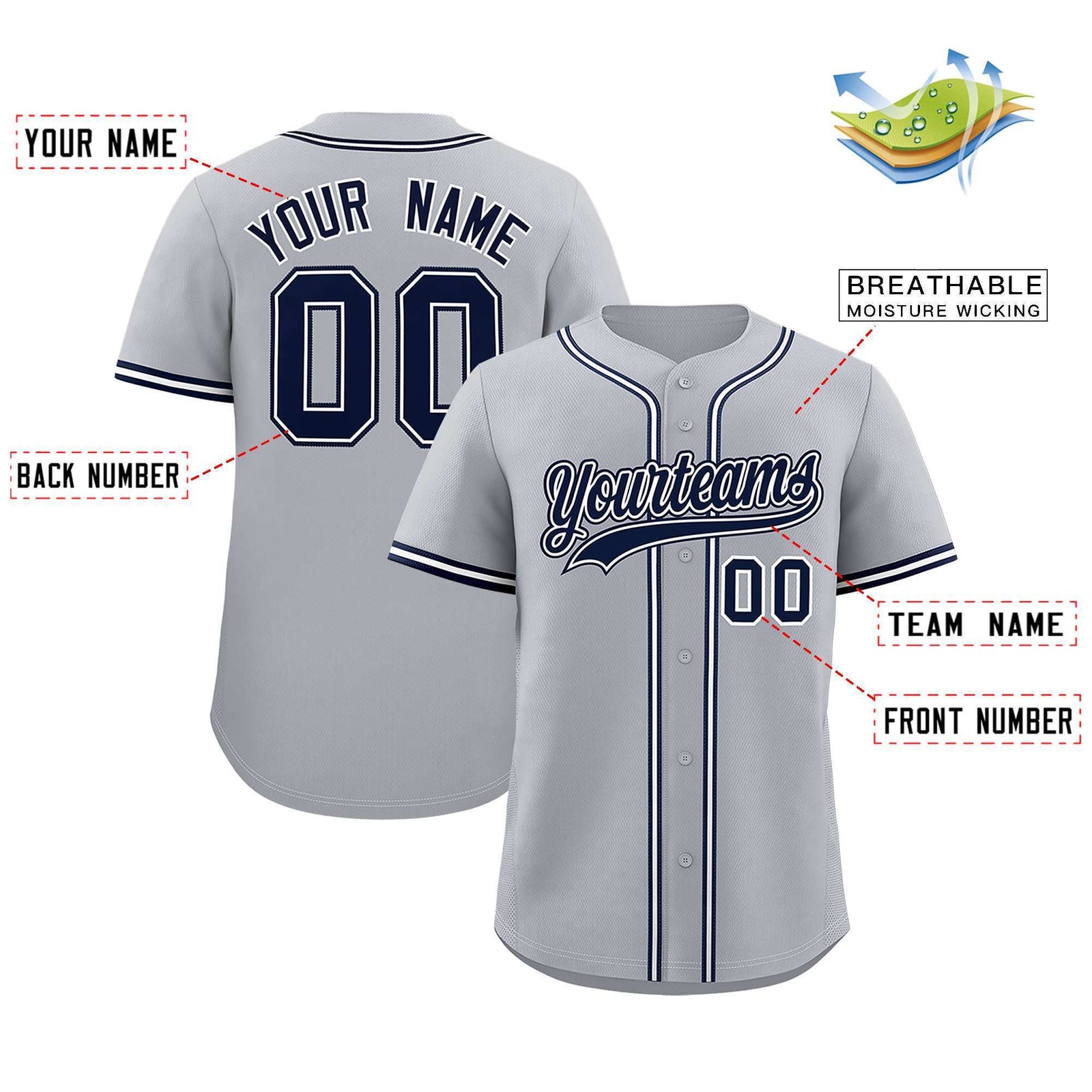 Custom Gray Classic Style Authentic Baseball Jersey