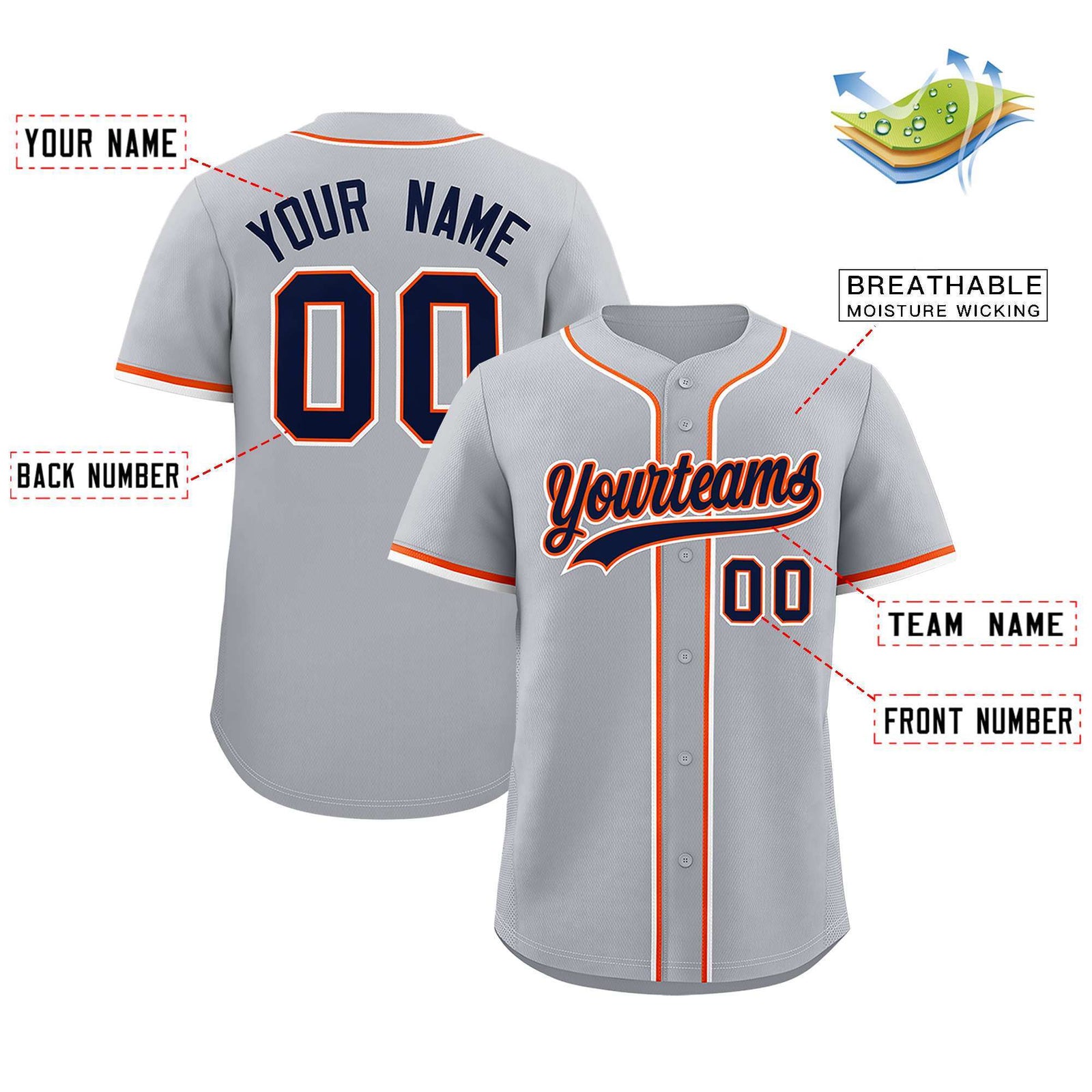 Custom Gray Classic Style Authentic Baseball Jersey