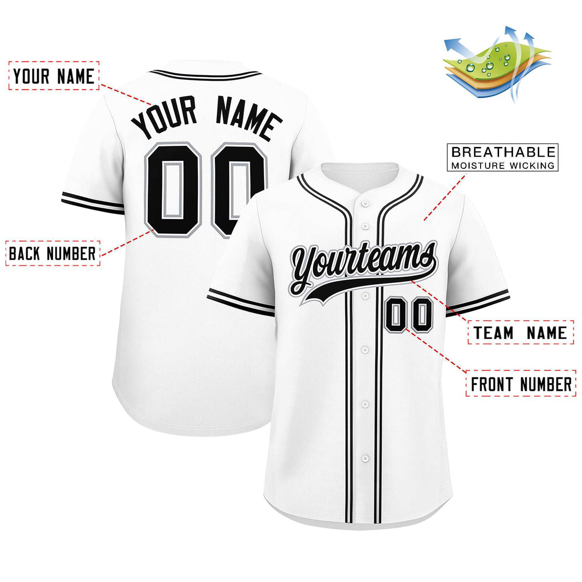 Custom White Classic Style Authentic Baseball Jersey
