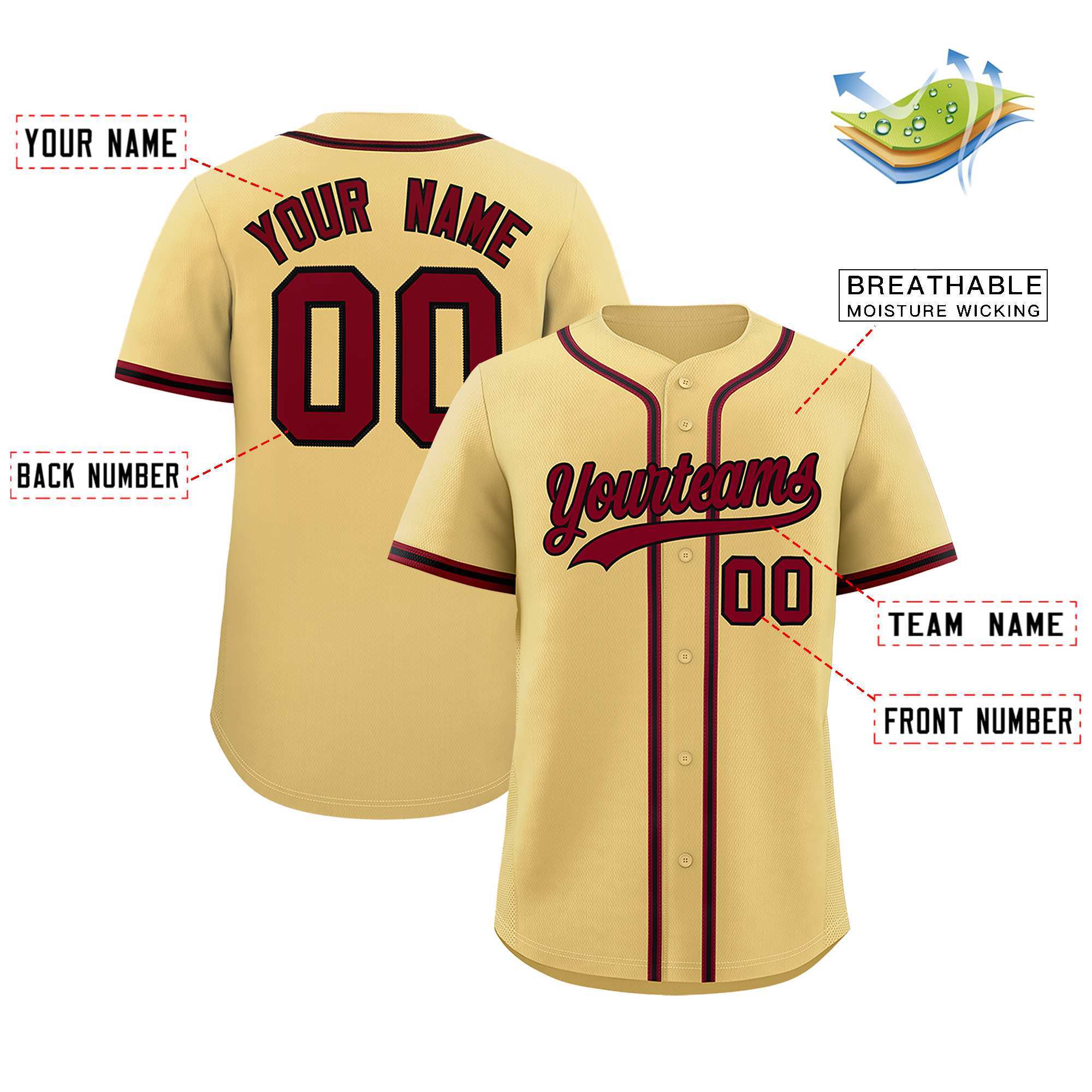 Custom Cream Classic Style Authentic Baseball Jersey
