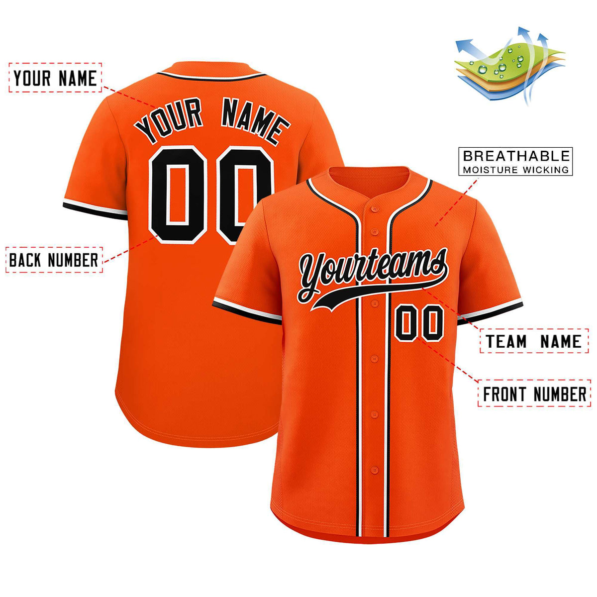 Custom Orange Classic Style Authentic Baseball Jersey
