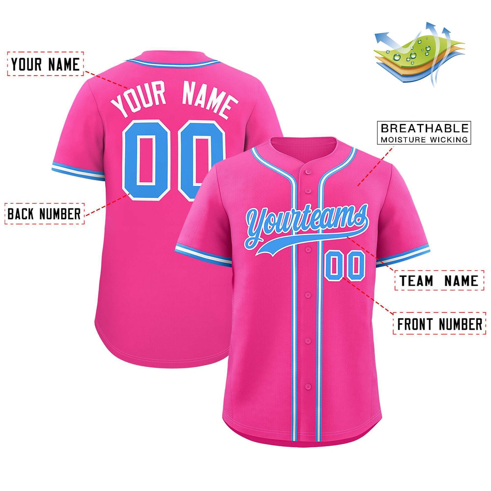 Custom Pink Classic Style Authentic Baseball Jersey