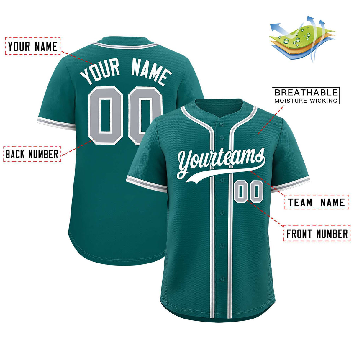 Custom Aqua Classic Style Authentic Baseball Jersey
