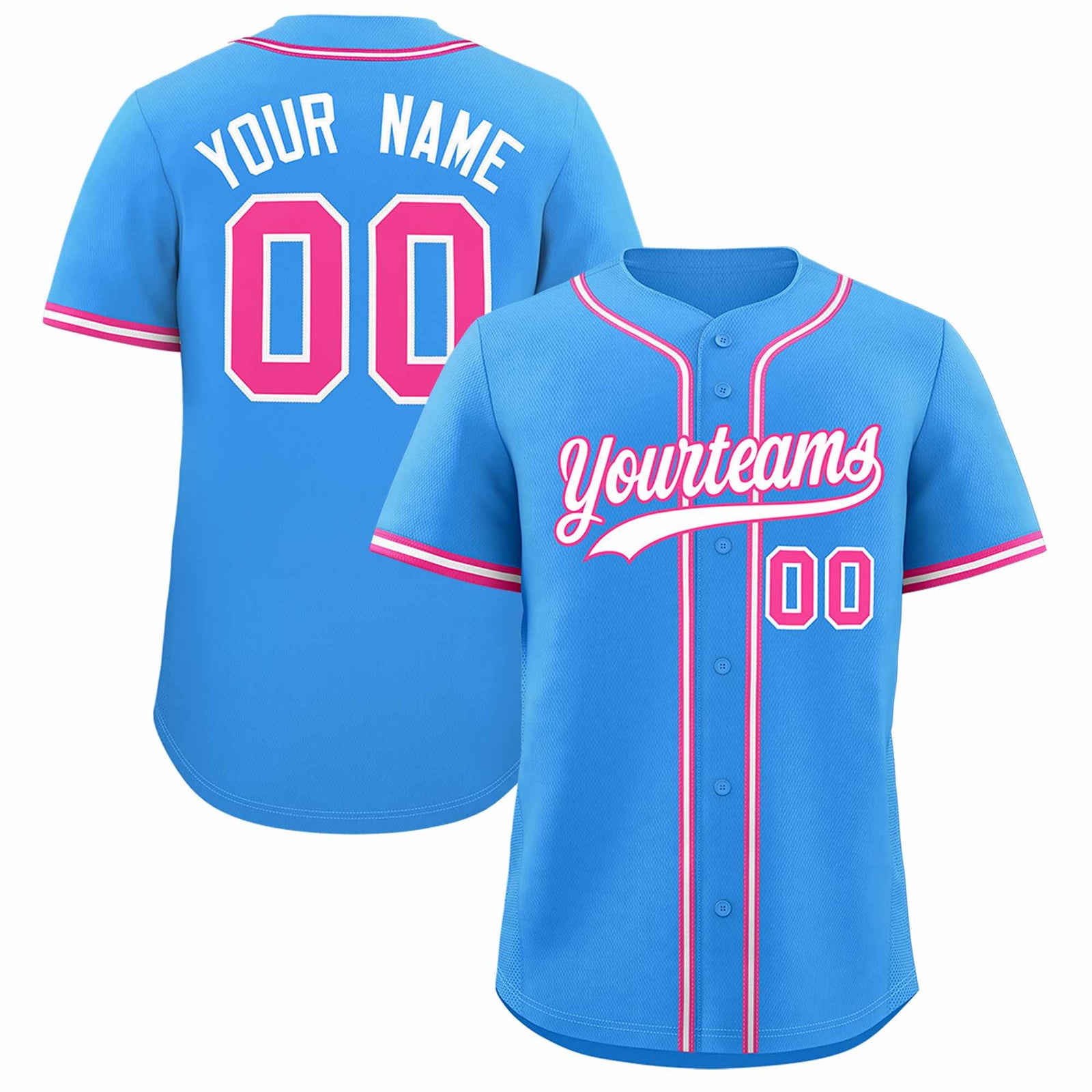 Custom Powder Blue Classic Style Authentic Baseball Jersey