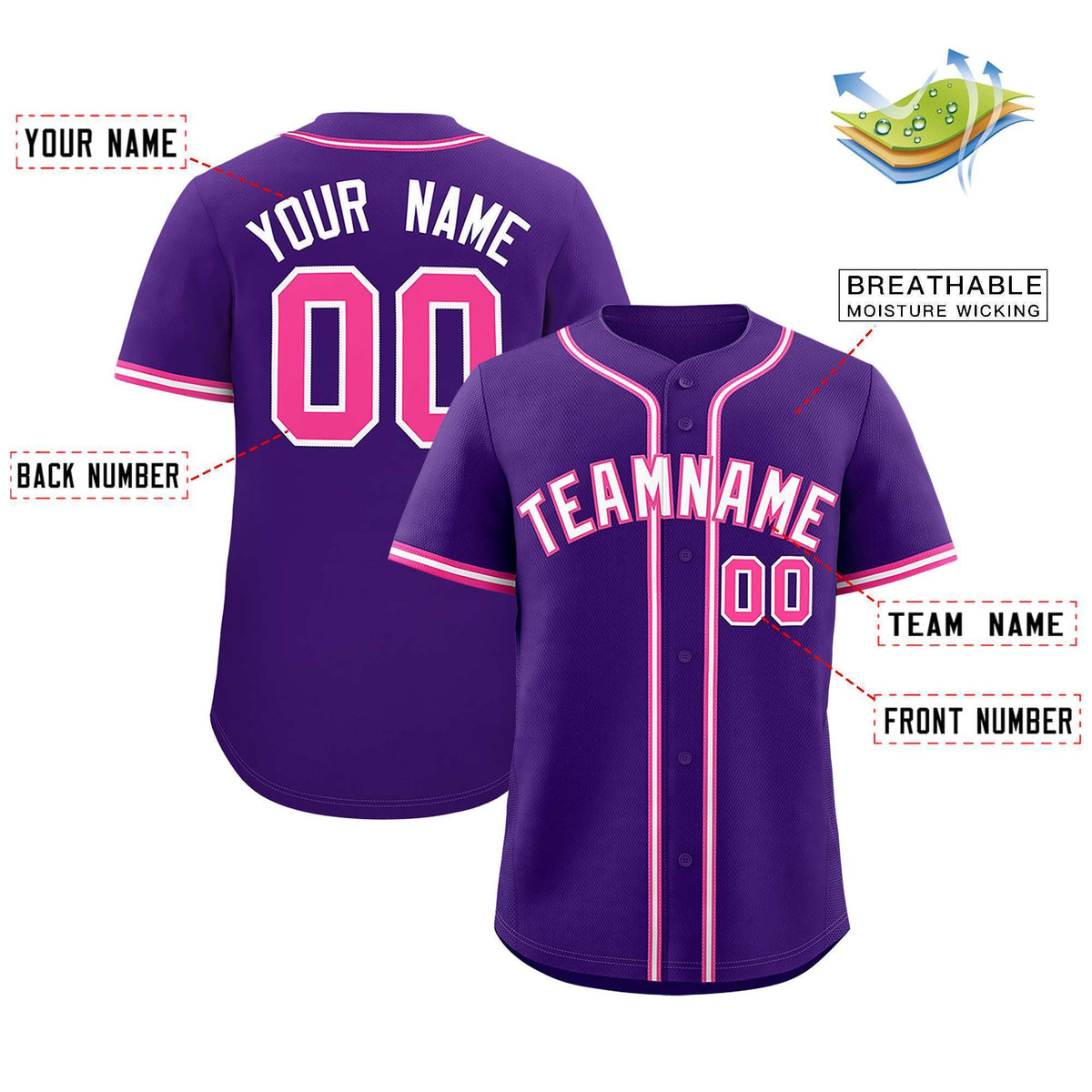 Custom Purple Classic Style Authentic Baseball Jersey