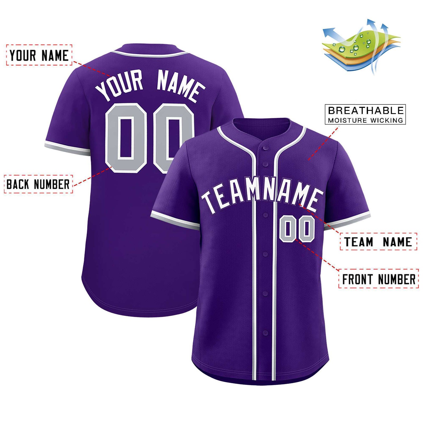 Custom Purple Classic Style Authentic Baseball Jersey