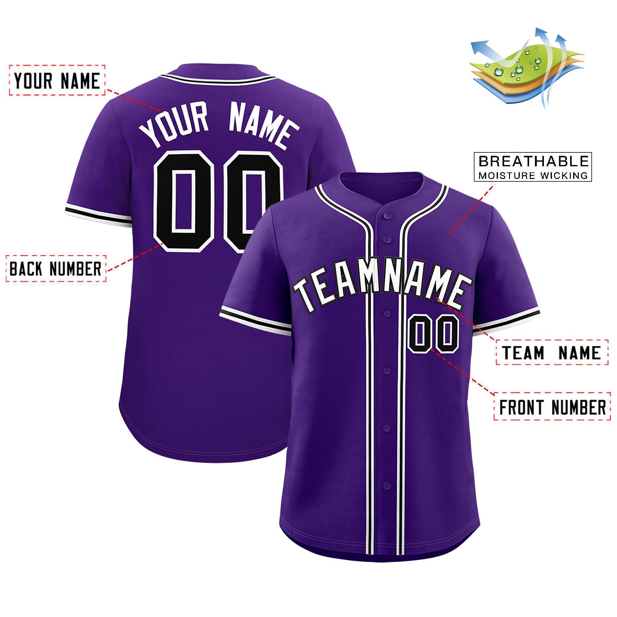 Custom Purple Classic Style Authentic Baseball Jersey