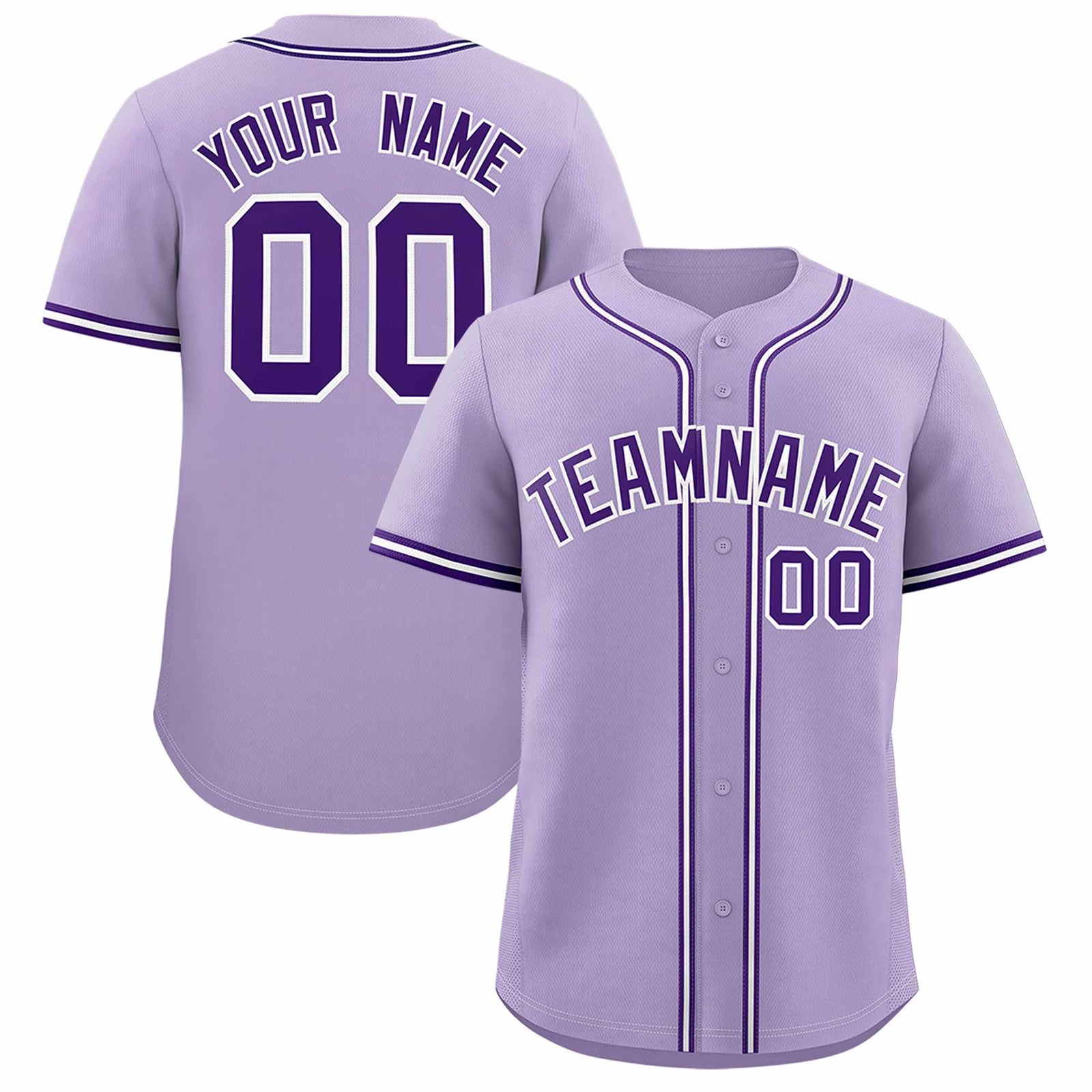 Custom Light Purple Classic Style Authentic Baseball Jersey