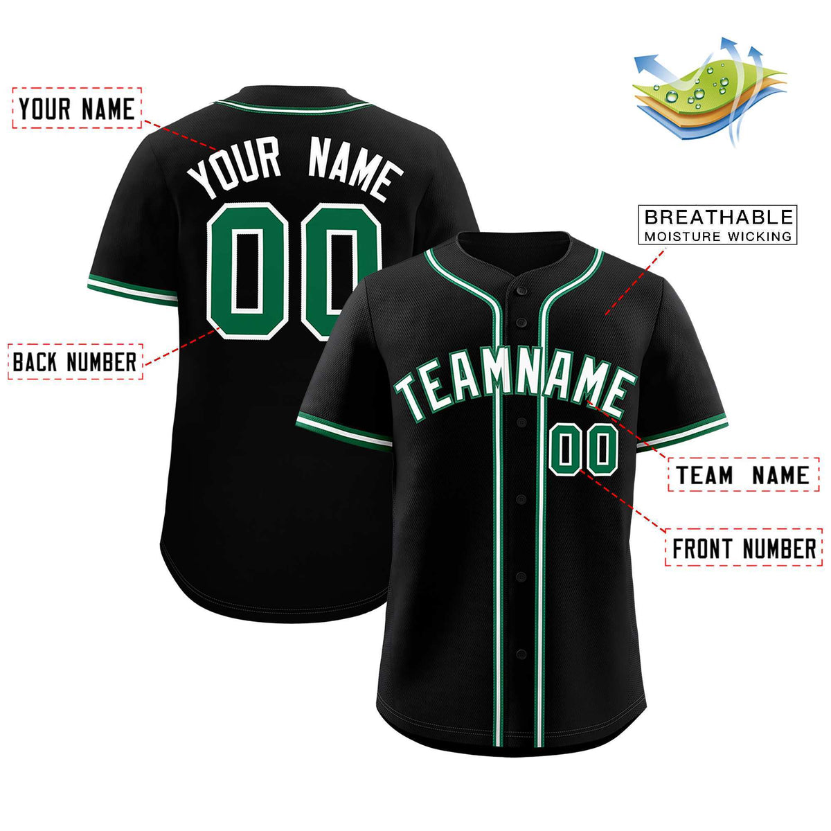 Custom Black Classic Style Authentic Baseball Jersey