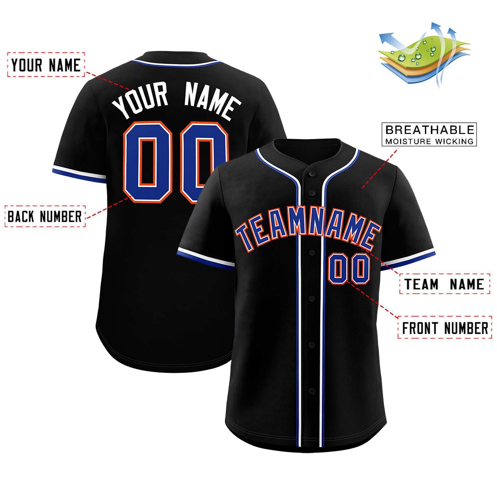 Custom Black Classic Style Authentic Baseball Jersey