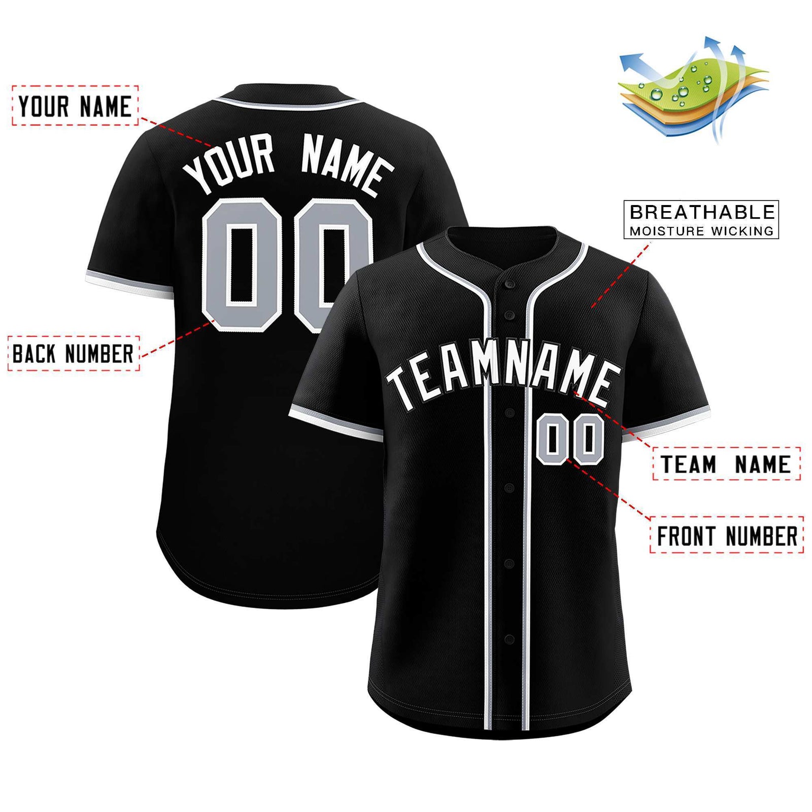 Custom Black Classic Style Authentic Baseball Jersey
