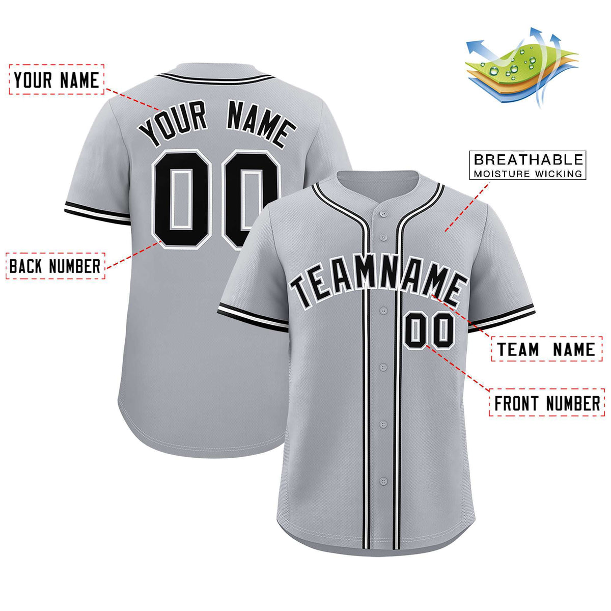 Custom Gray Classic Style Authentic Baseball Jersey
