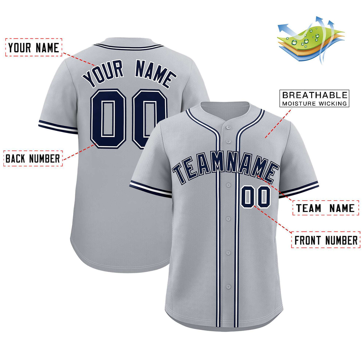 Custom Gray Classic Style Authentic Baseball Jersey