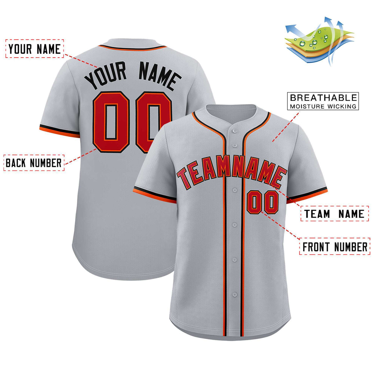 Custom Gray Classic Style Authentic Baseball Jersey