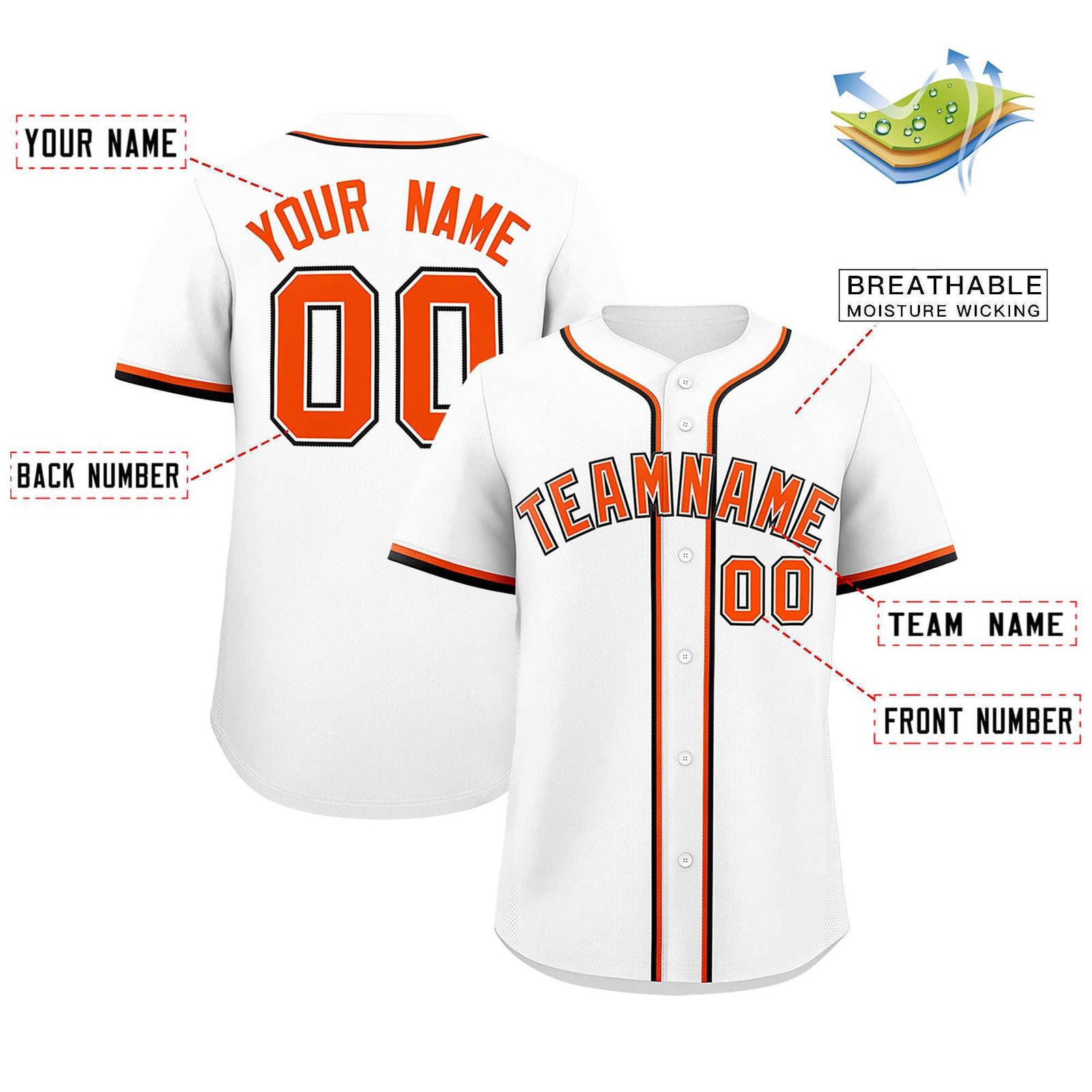 Custom White Classic Style Authentic Baseball Jersey