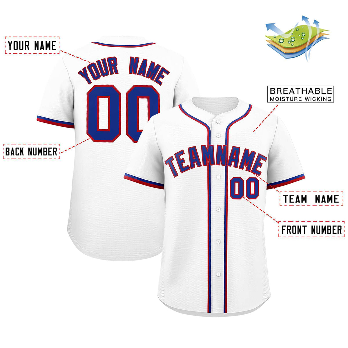 Custom White Classic Style Authentic Baseball Jersey