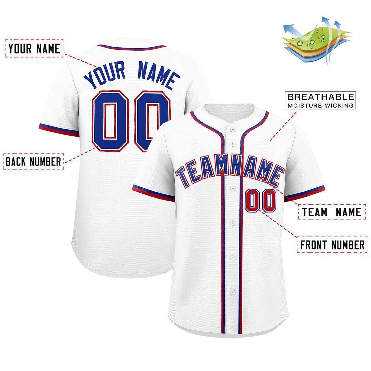 Custom White Classic Style Authentic Baseball Jersey