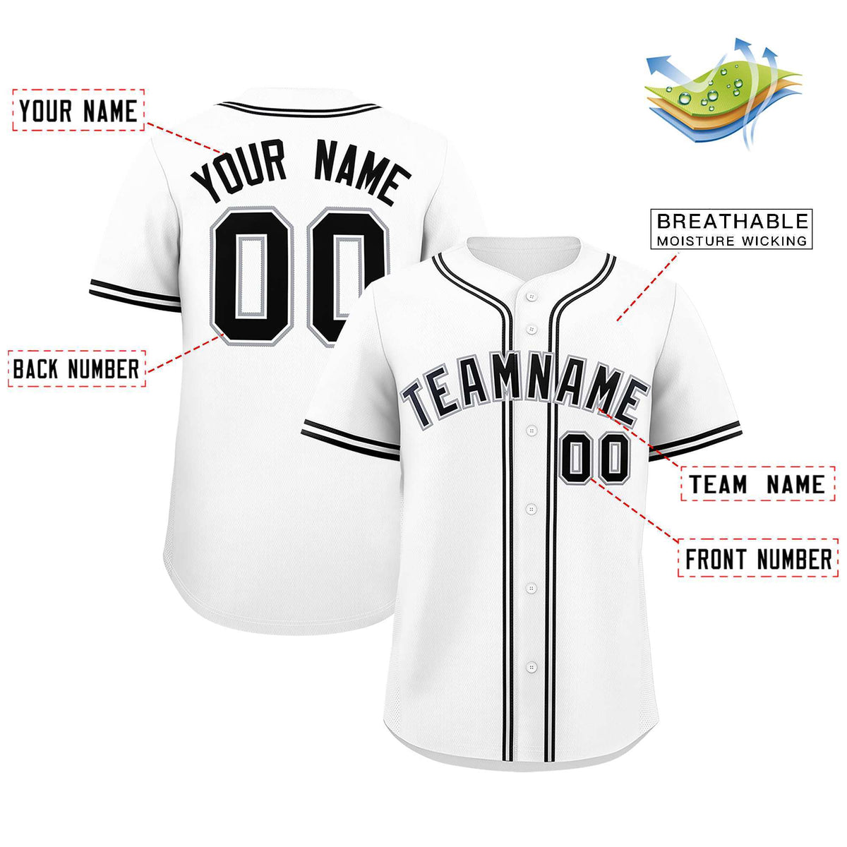 Custom White Classic Style Authentic Baseball Jersey