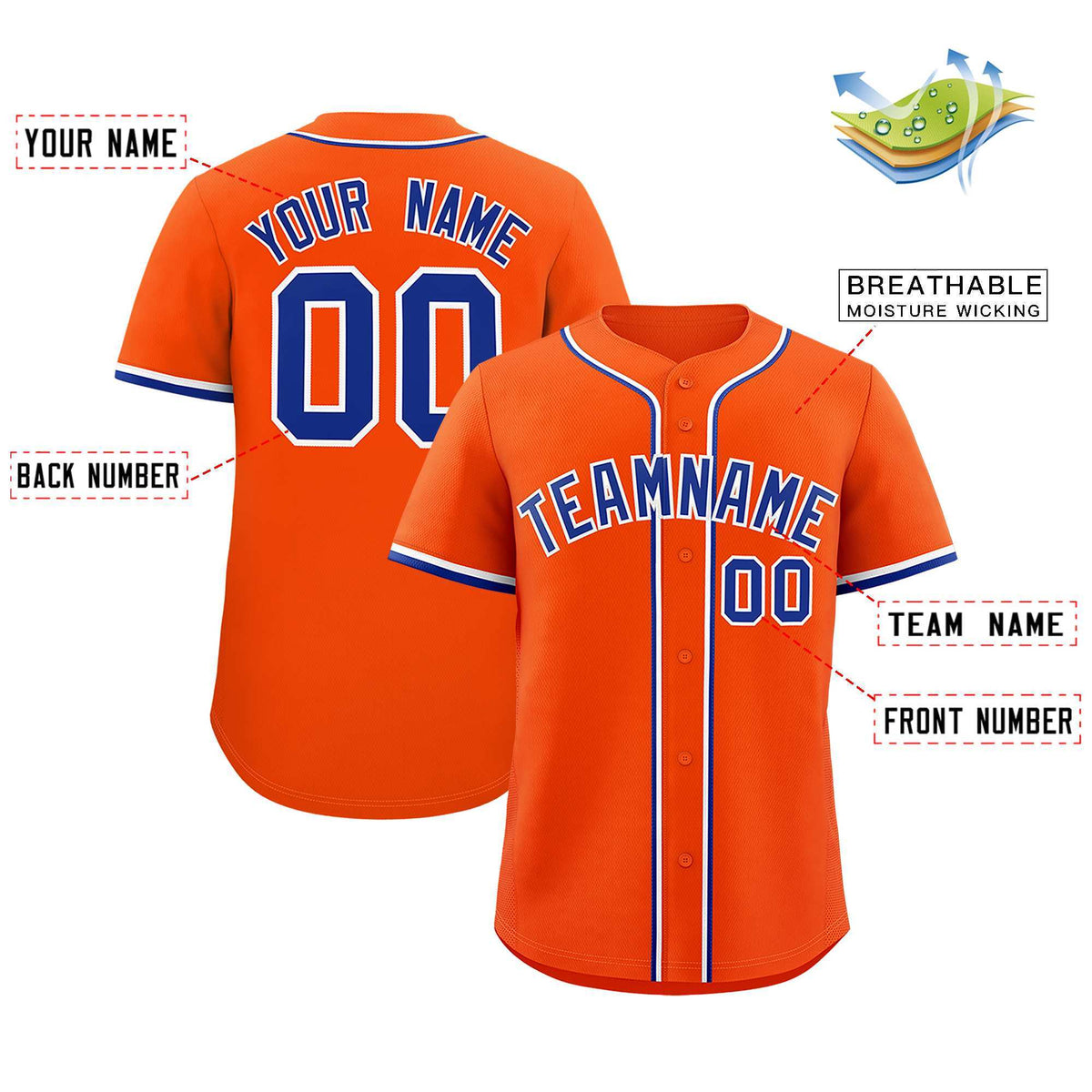 Custom Orange Classic Style Authentic Baseball Jersey