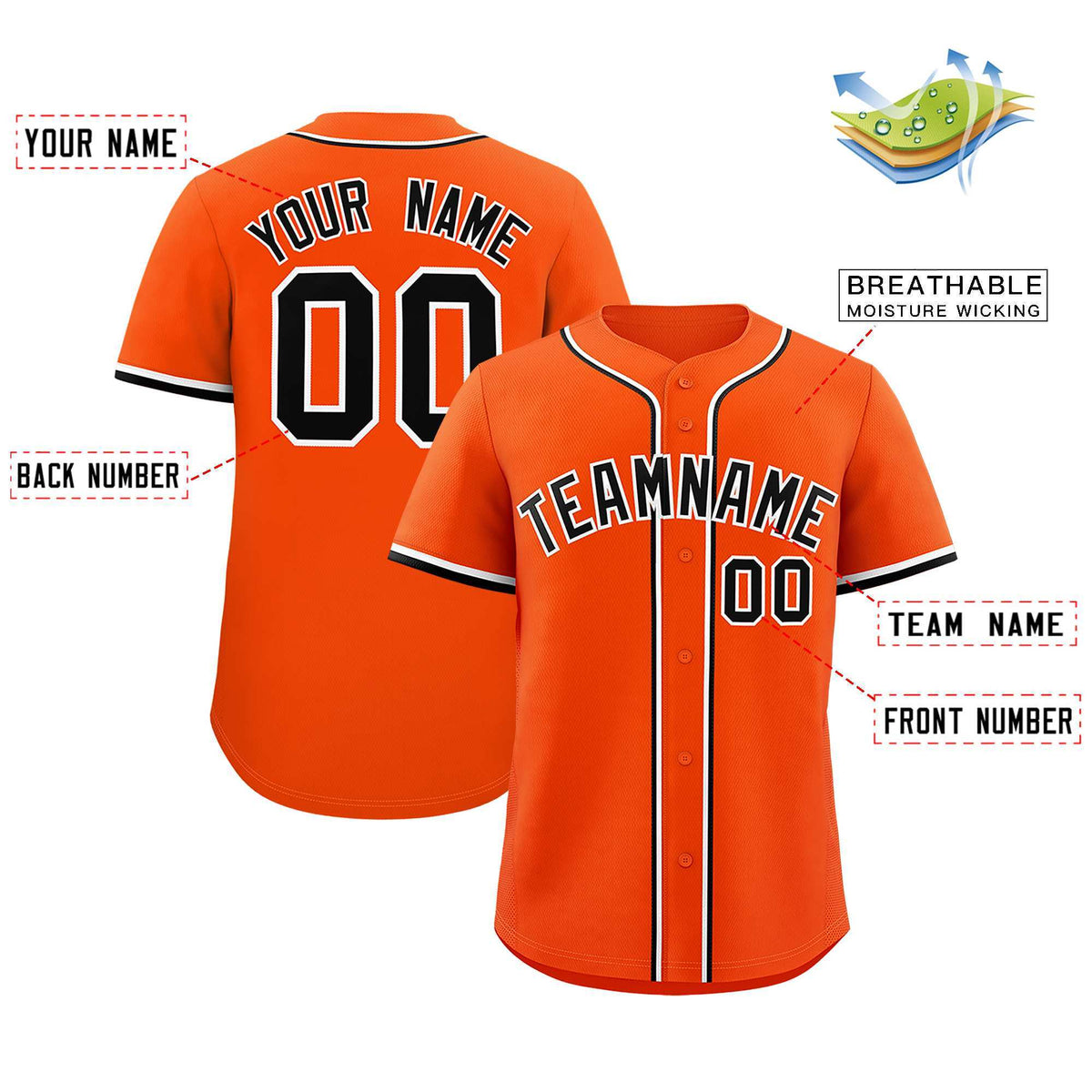Custom Orange Classic Style Authentic Baseball Jersey