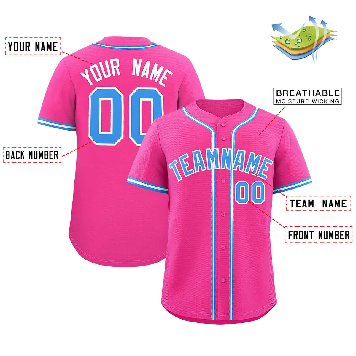 Custom Pink Classic Style Authentic Baseball Jersey