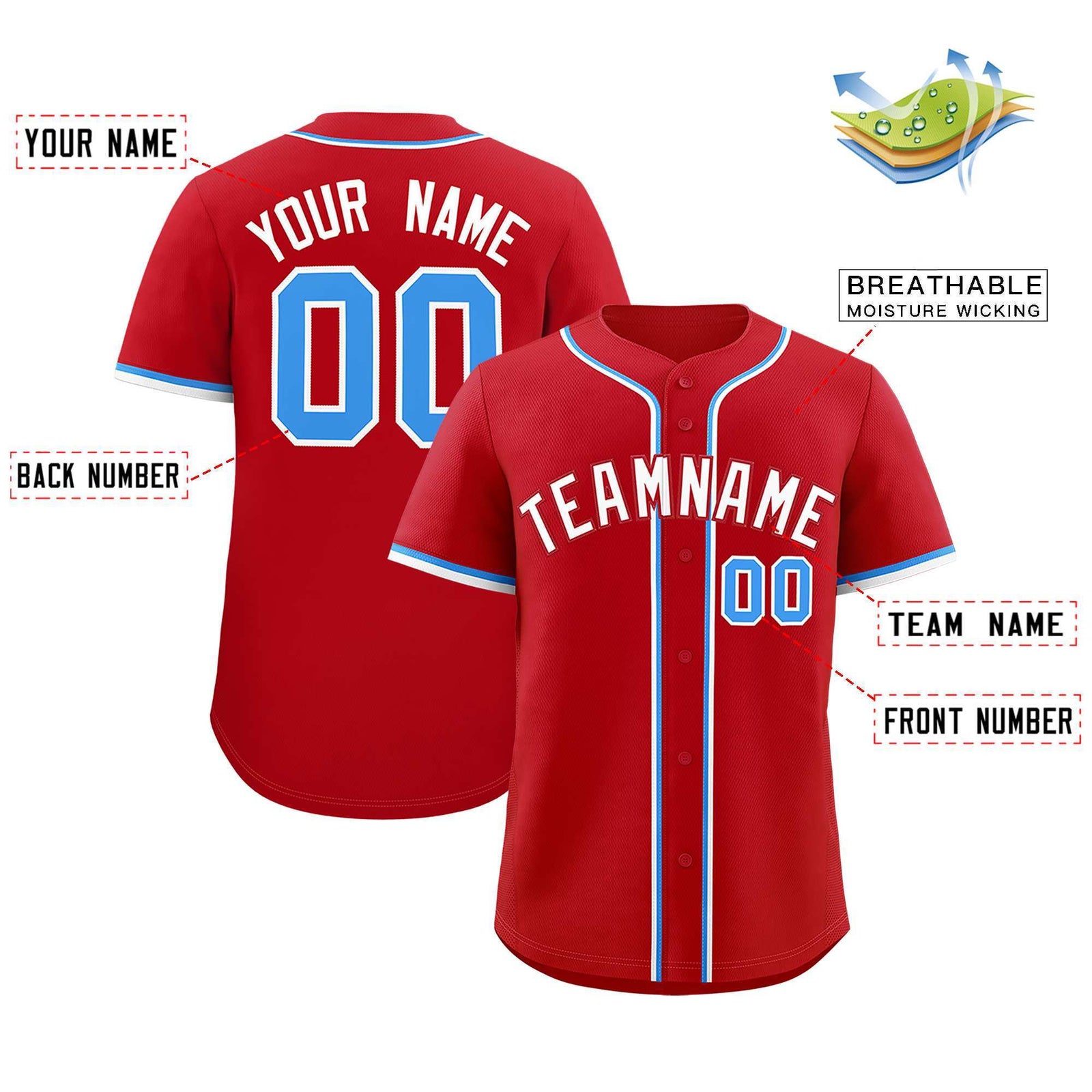 Custom Red Classic Style Authentic Baseball Jersey