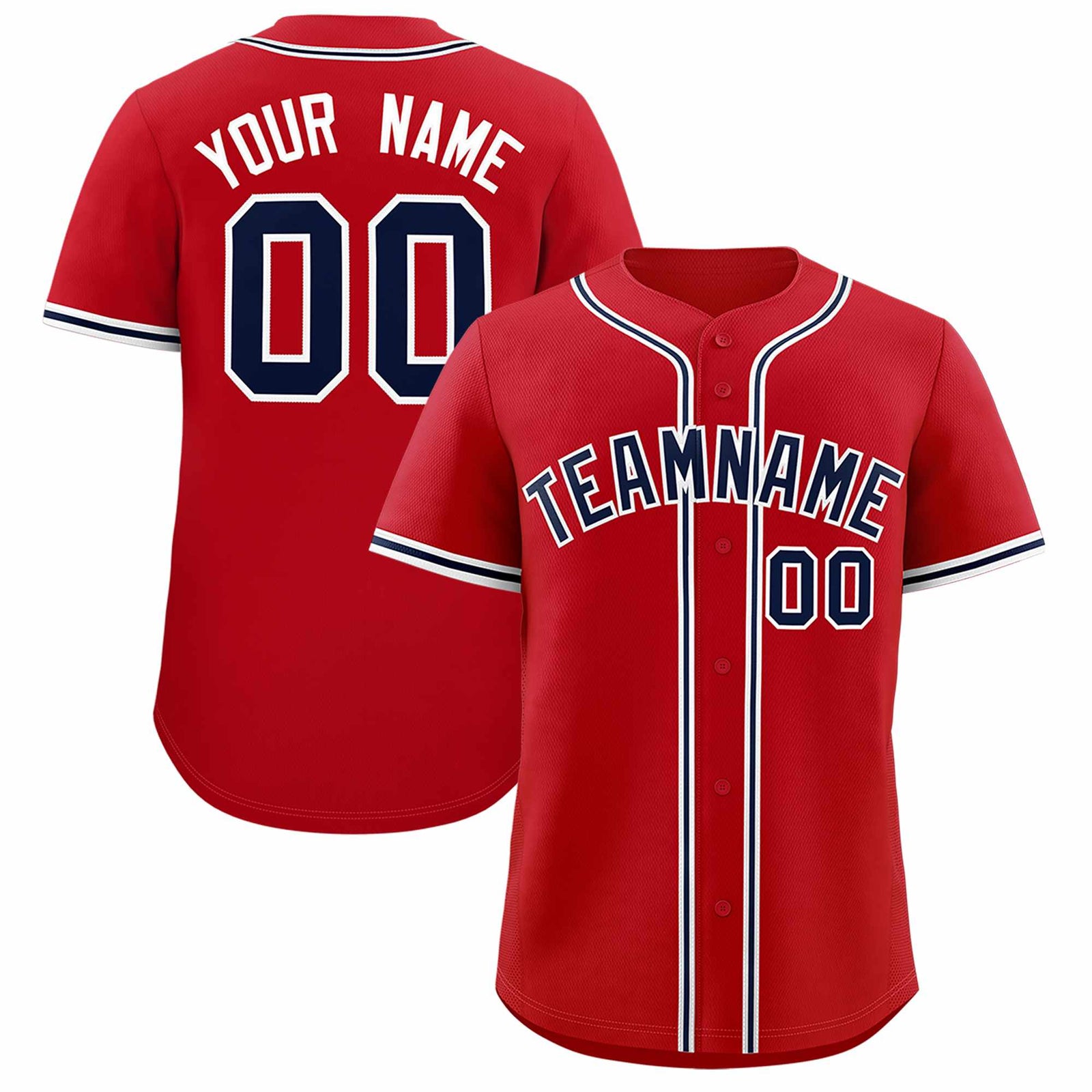 Custom Red Classic Style Authentic Baseball Jersey