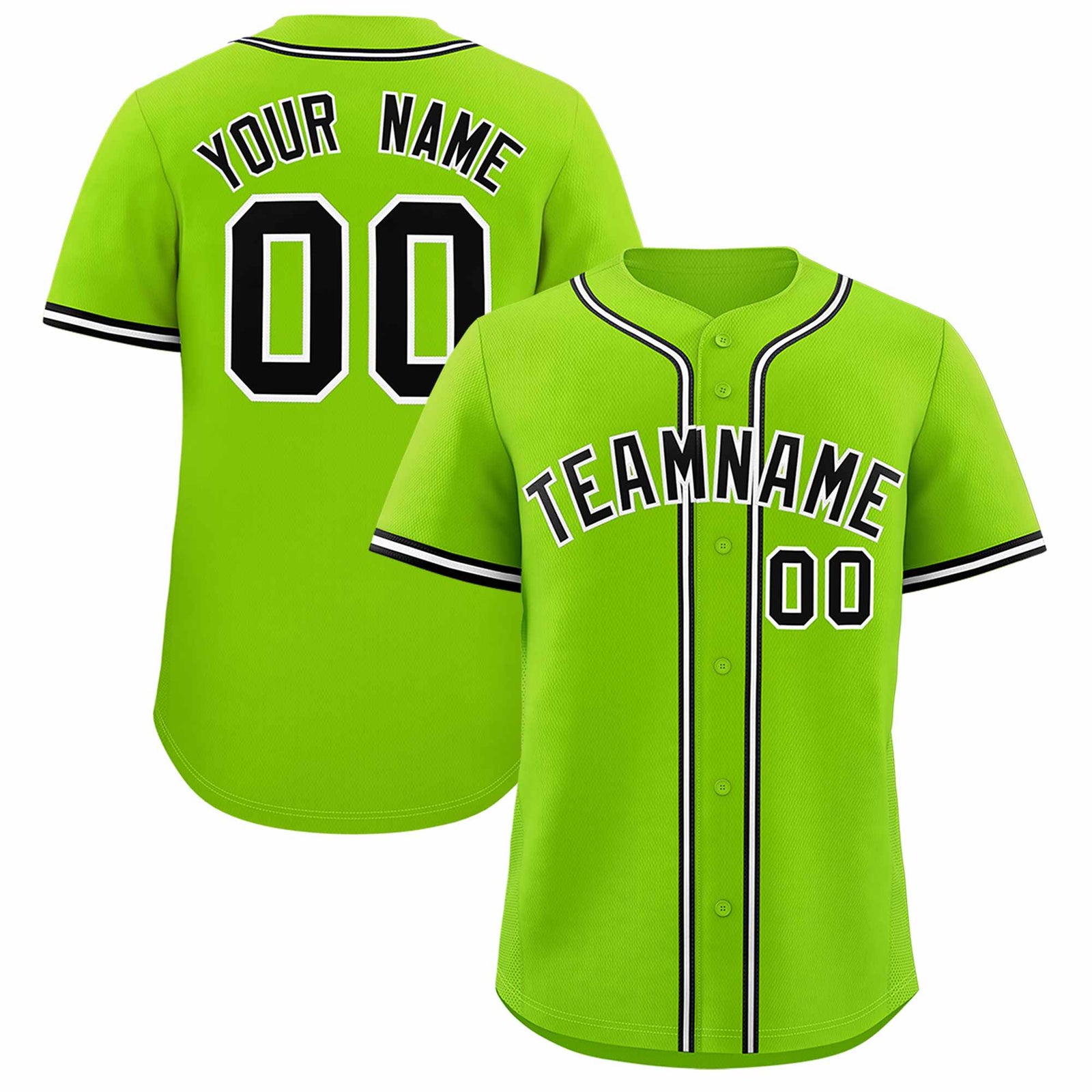 Custom Neon Green Classic Style Authentic Baseball Jersey