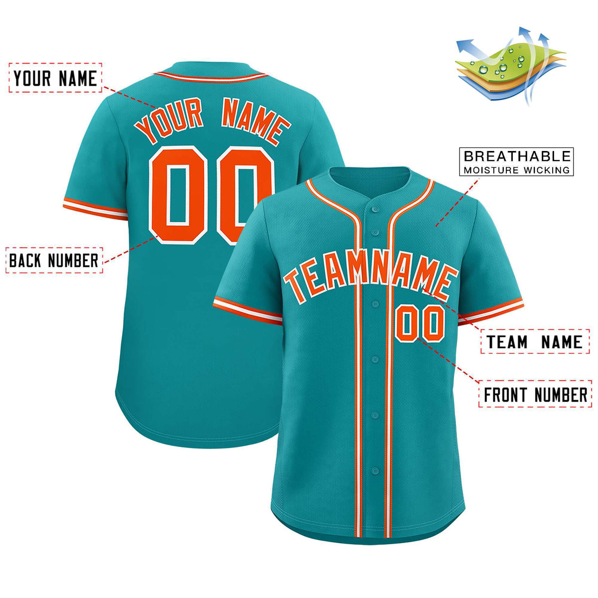 Custom Aqua Classic Style Authentic Baseball Jersey