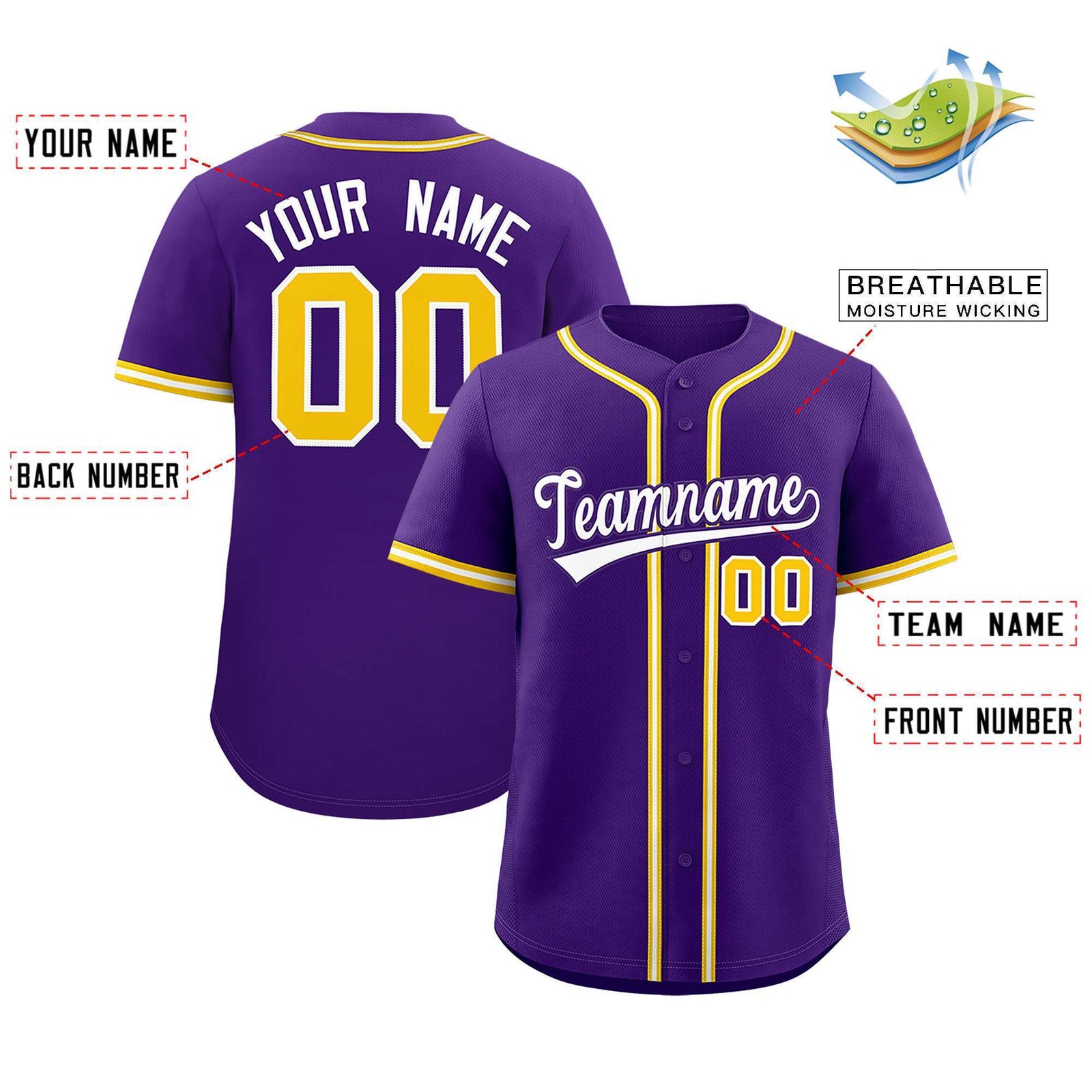 Custom Purple Classic Style Authentic Baseball Jersey