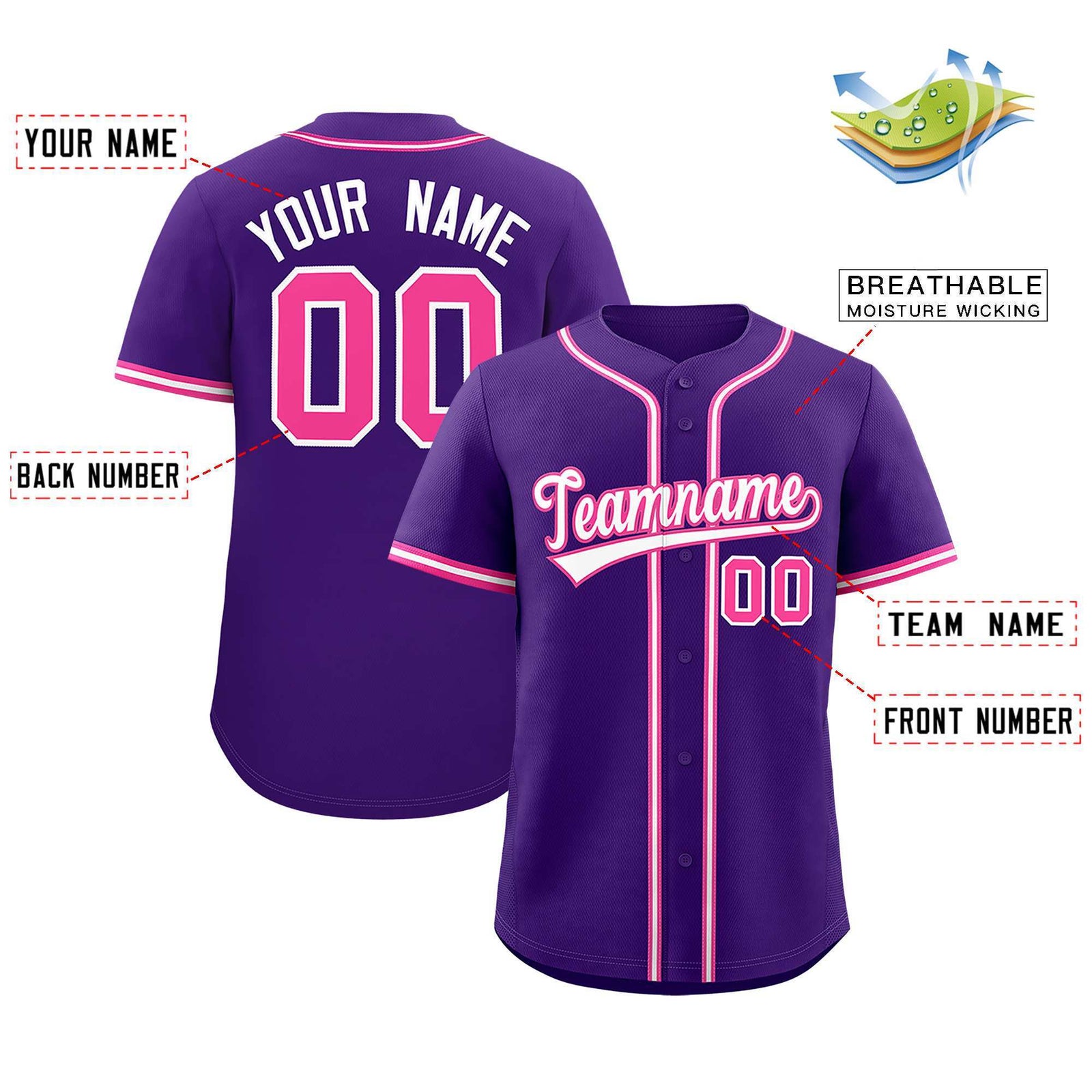 Custom Purple Classic Style Authentic Baseball Jersey